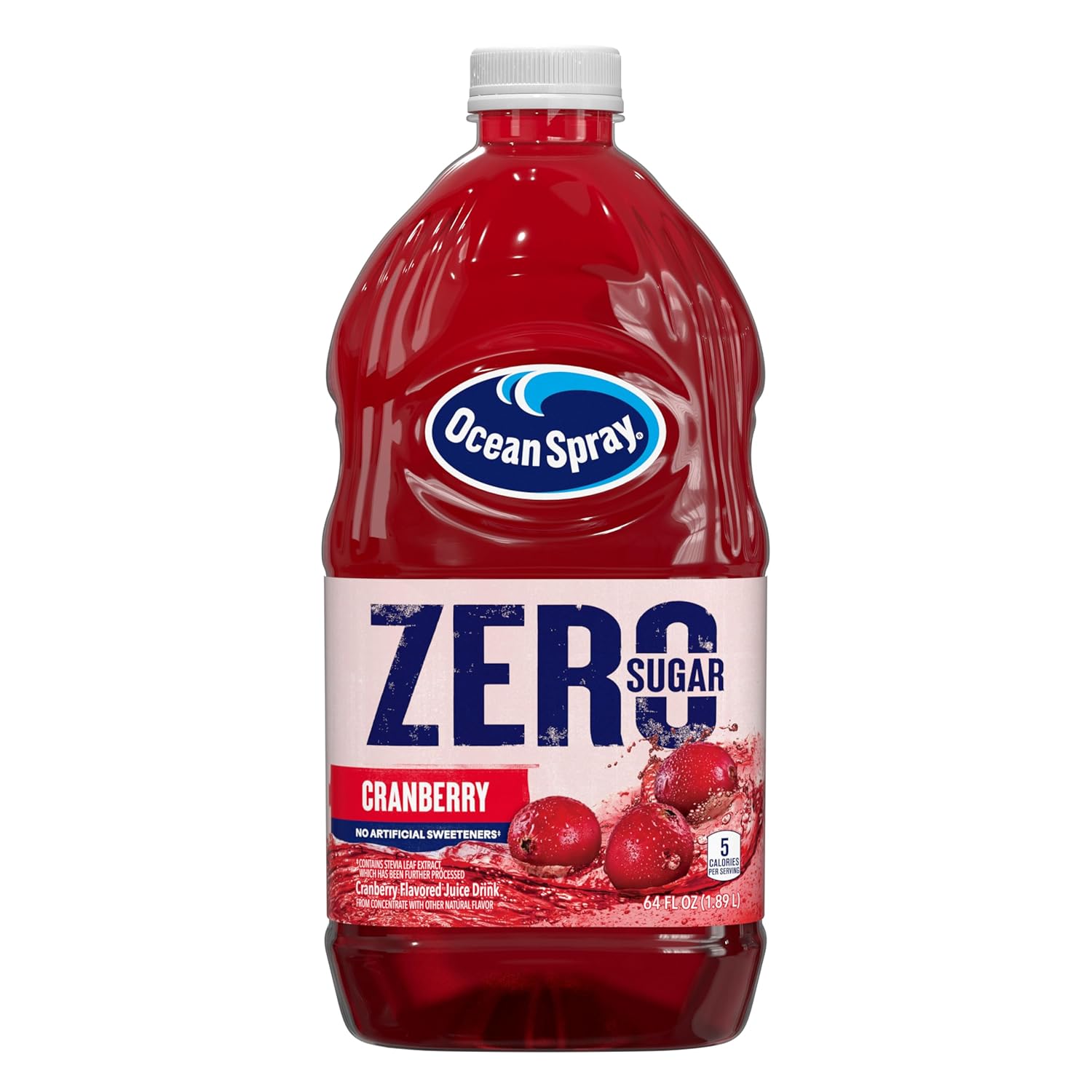 Ocean Spray® ZERO Sugar Cranberry Juice Drink, Cranberry Juice Drink Sweetened with Stevia, 64 Fl Oz Bottle