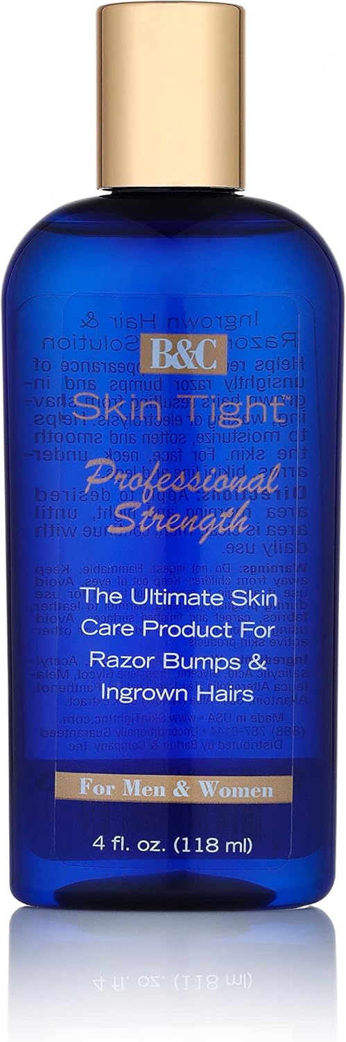 B&C Skin Tight Professional Solutions for Razor Bumps and Ingrown Hair 4oz(118ml) for Men & Women