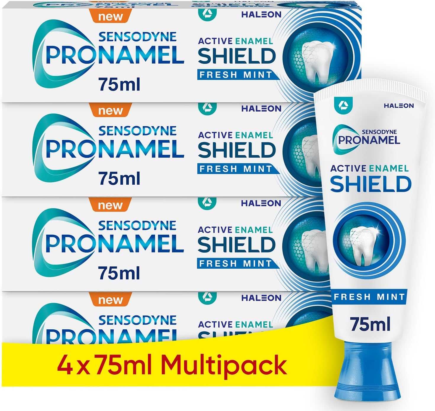 Sensodyne Pronamel Toothpaste Multipack Active Enamel Shield, Fluoride Toothpaste for Cavity Protection, Fresh Mint, 4 x 75ml