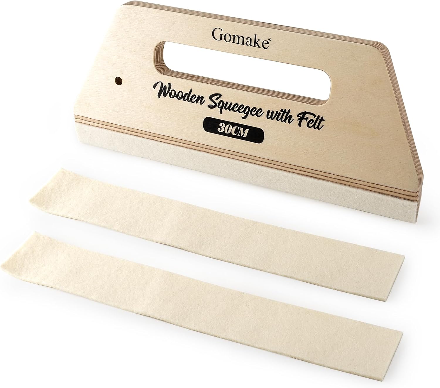Gomake Wallpaper Smoothing Tool Large Wooden Squeegee with Felt for Large Film Application,Floor Graphics Installing,Doors and Windows Decal Applications