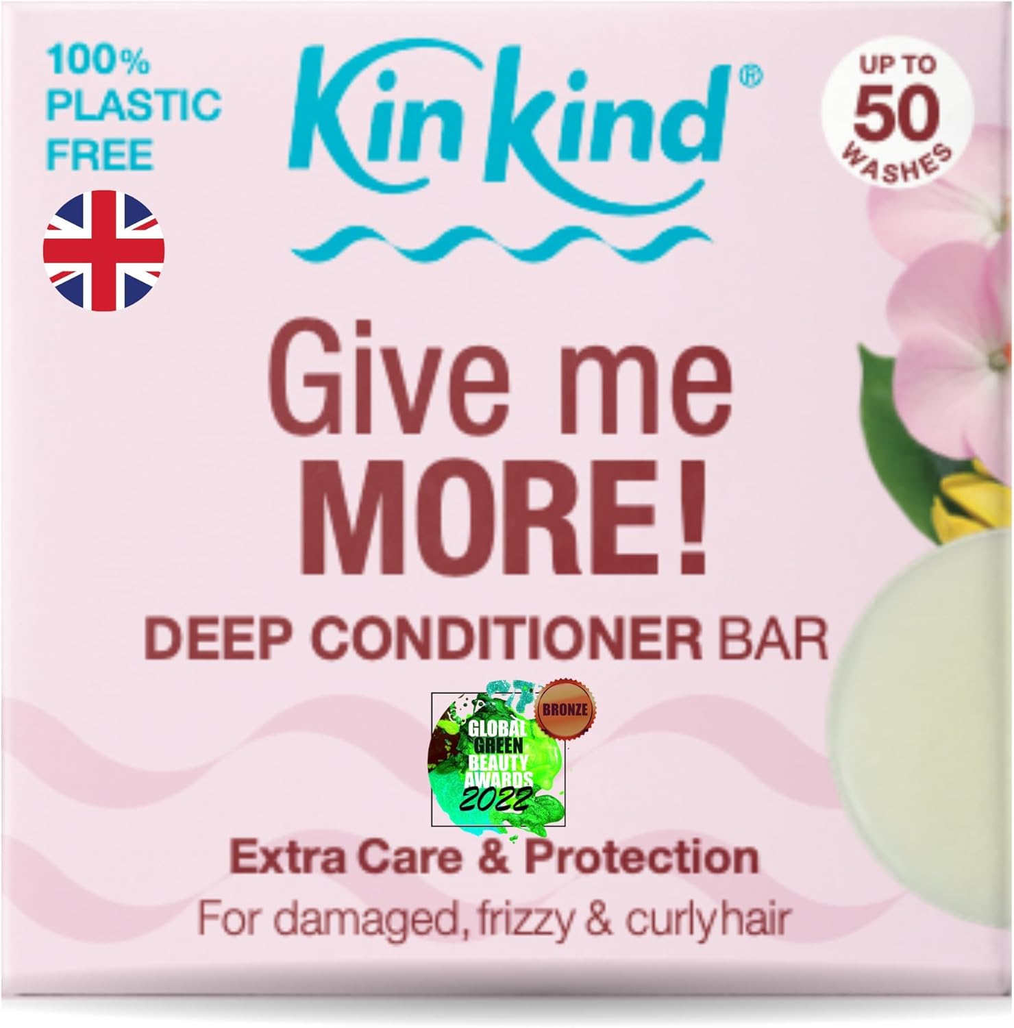 KinKind Deep Conditioner Bar. Give me MORE! Hair Conditioner Bar with Extra Care & Protection for Curly, Damaged & Frizzy hair. Ideal Curly Hair and Leave-In Conditioning. Vegan. UK made. 50 washes