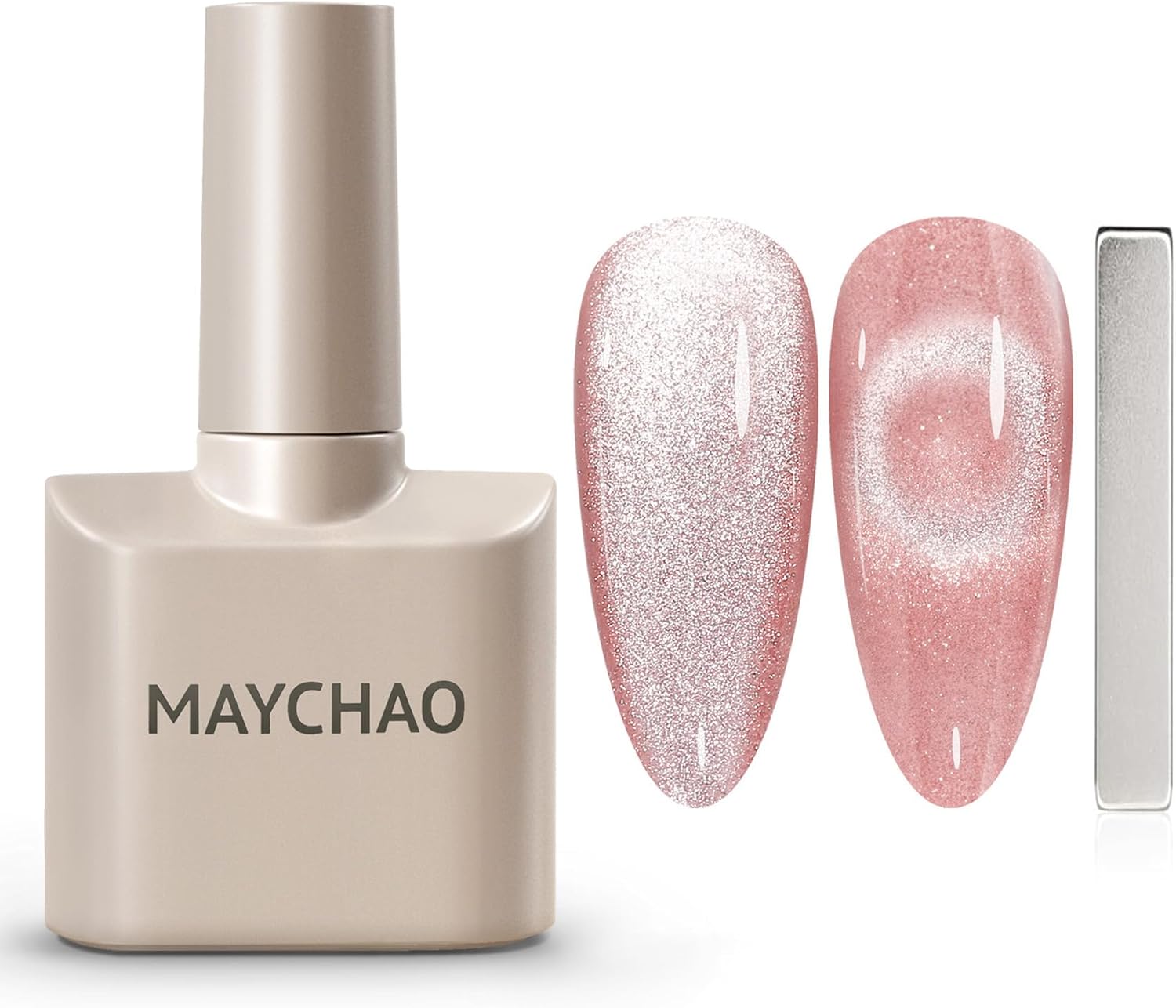 MAYCHAO 15ML Cat Eye Gel Nail Polish 1Pc Jelly Pink Magnetic Nail Polish with Magnet Soak off Holographic Cat Eye Gel Polish for Nail Art Manicure Salon DIY at Home
