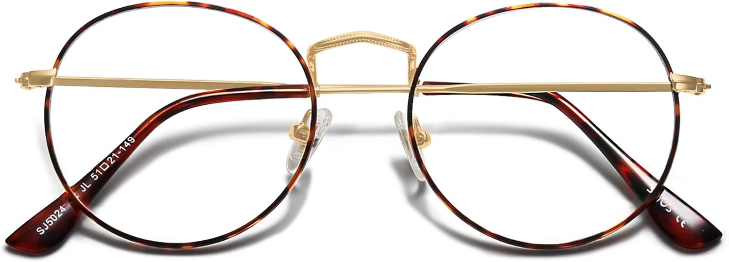 SOJOS Blue Light Blocking Computer Glasses Round Eyewear Anti Blue Light Lens Preppy Chic SJ5024B