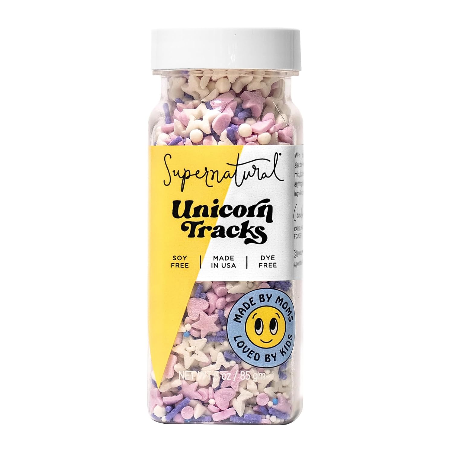 Supernatural Unicorn Tracks Sprinkles, Dye-Free Vegan Confetti Mix, 3oz