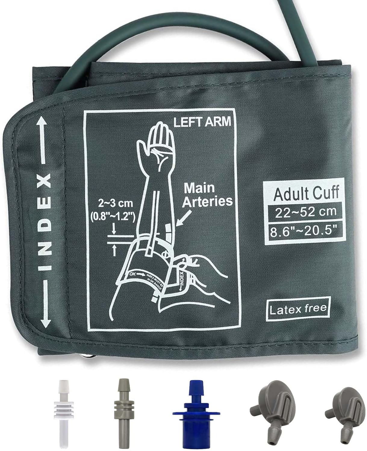 Blood Pressure Cuff,Extra Large Blood Pressure Cuff Includes 5 Universal Interface, Adjustable 22-52CM XL Blood Pressure Cuff for Big Arms Compatible with BP Monitors(Dark Gray)