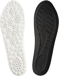 Memory Foam Insoles for Men and Women, Comfort Insoles with Arch Support, Heel Cushioning Replacement Massage Insole for Trainers, Sneakers, Soprts Shoes, Work Boots, Black(US M: 7.5/8 or W: 8.5/9)