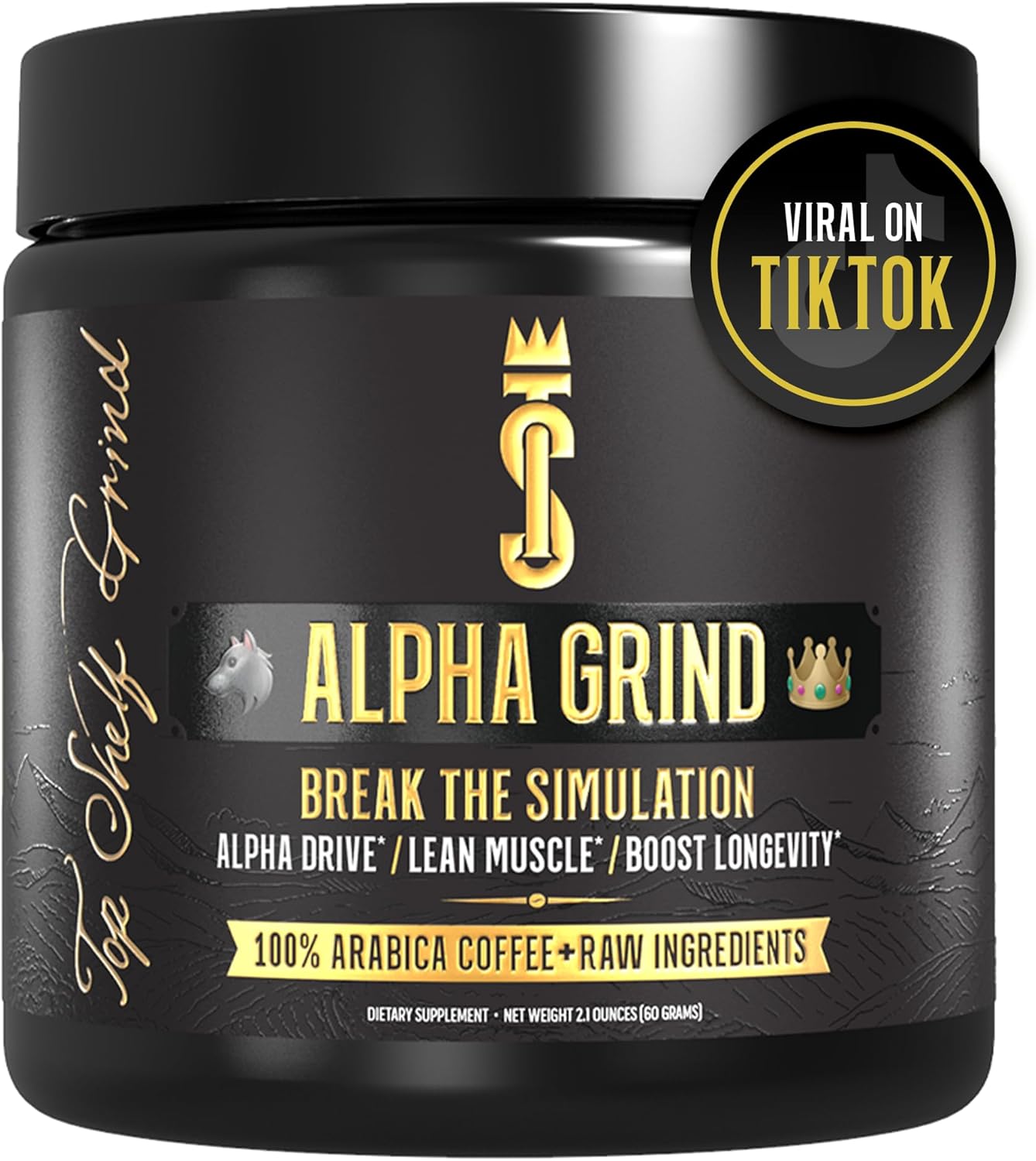 Alpha Grind – Instant Maca Coffee for Men + Natural Energy + Brain Nootropic for Ageless Clarity, Focus | Lean Muscle Building Growth & Size, 30SV