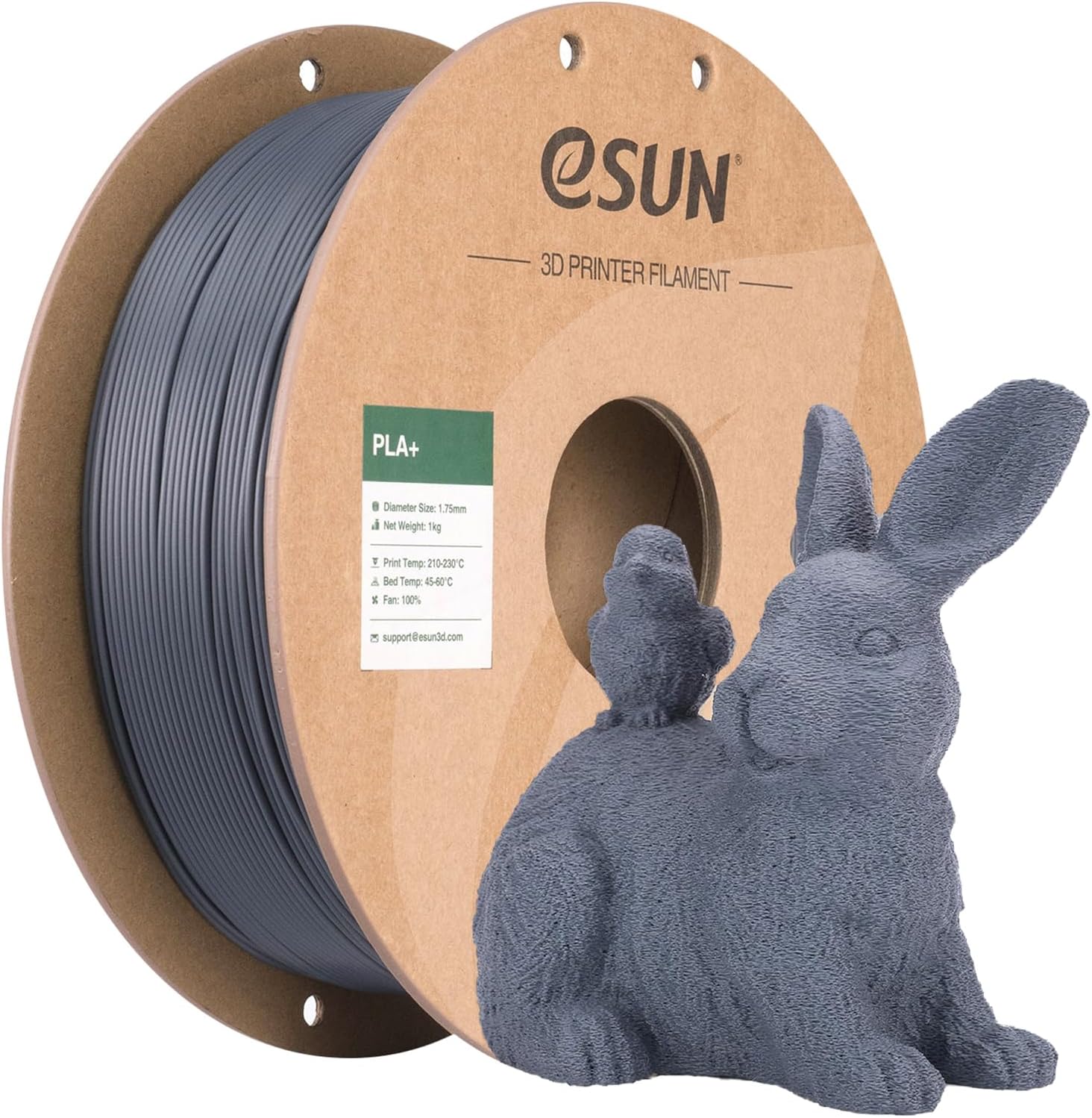 eSUN PLA+ Filament 1.75mm Grey 1KG, 3D Printer Filament Dimensional Accuracy +/- 0.03mm, 1kg Cardboard Spool(2.2lbs) 3D Printing Filament, Fits for Most FDM 3D Printers