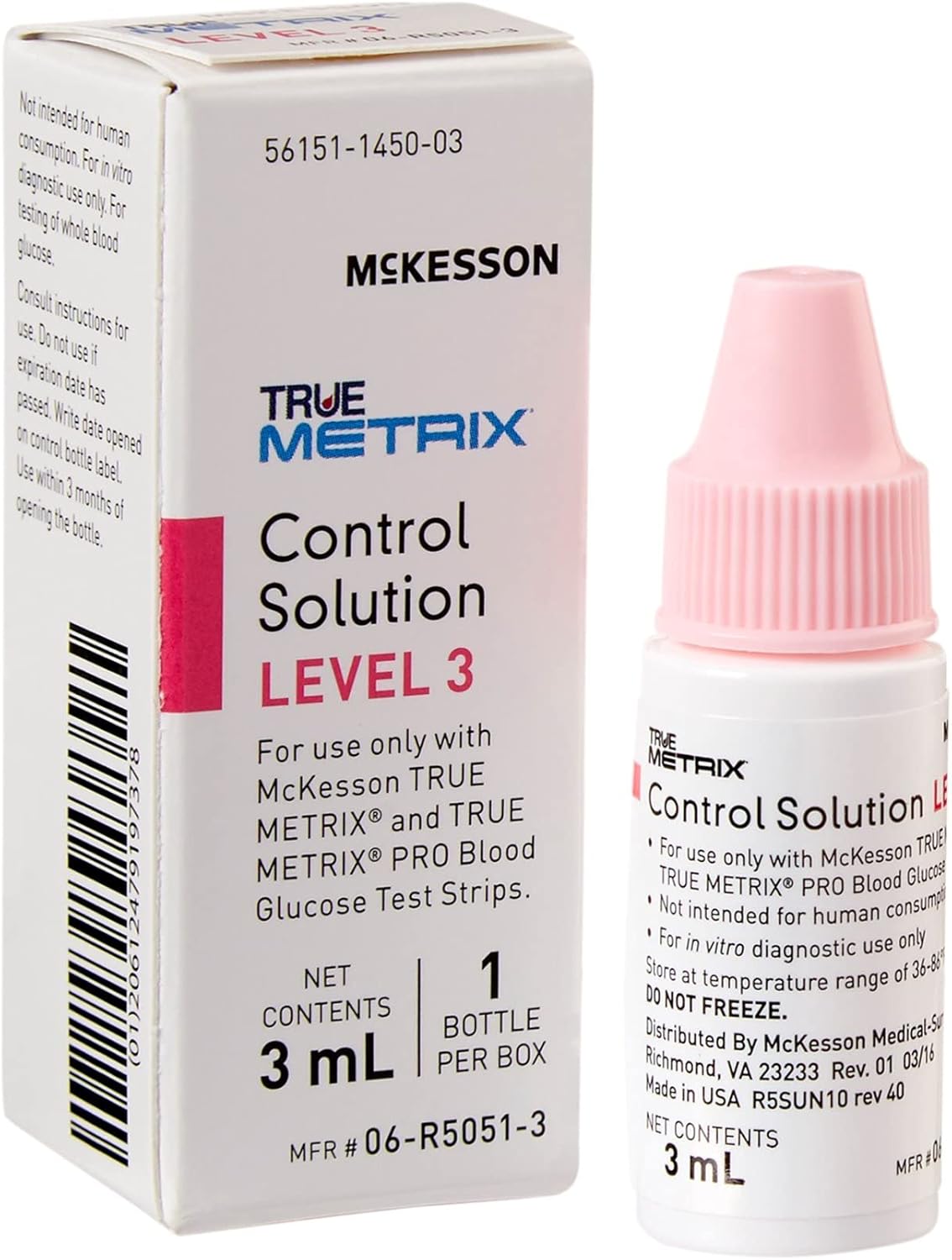 McKesson True METRIX Control Solution Level 3, Blood Glucose Meters, 3 mL, 1 Count