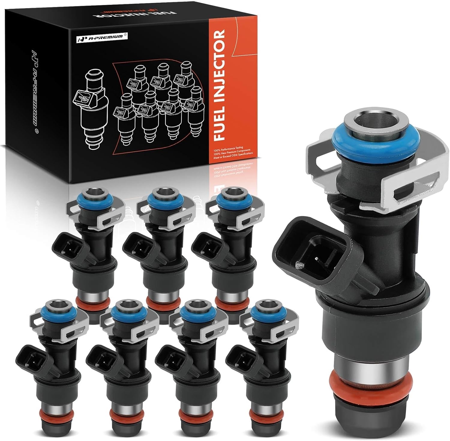 A-Premium 8Pcs Fuel Injectors Compatible with Chevy Silverado 1500 2500 3500, Tahoe, Suburban & GMC Sierra, Yukon, Savana, Envoy & Cadillac Escalade & Buick Rainier, 4.8L 5.3L 6.0L, Replace# MP10006