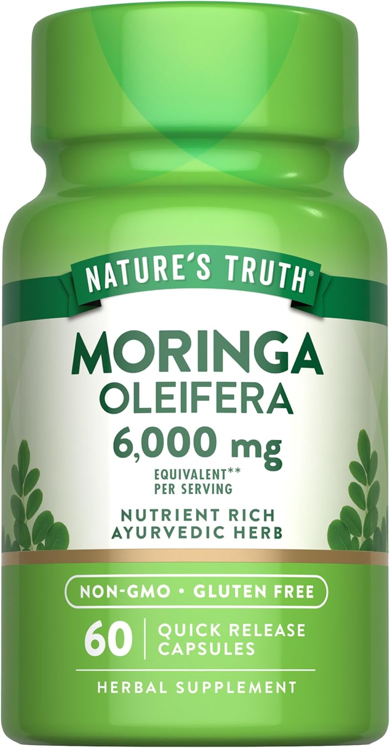 Nature's Truth Moringa Oleifera Capsule Pills | 6000mg | from Leaf Extract | Non-GMO & Gluten Free Supplement