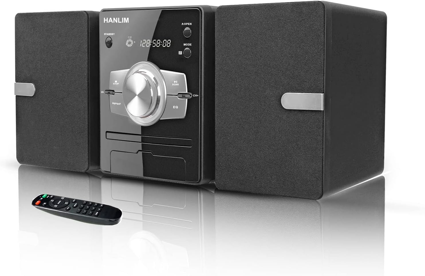 Micro Hifi Compact Component 30W RMS CD Player, FM Radio,Bluetooth Compatible,USB,AUX in,Remote Control,Headphone Jack Compatible with High Definition Sound Source