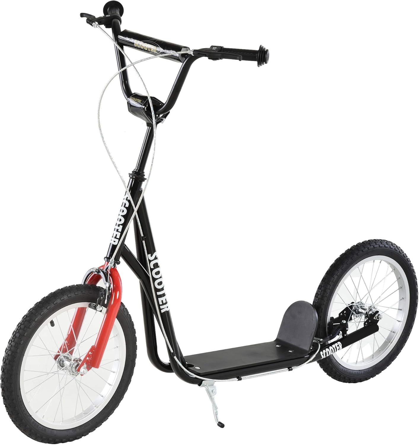 HOMCOM Kick Scooters for Kids with Adjustable Height, Anti-Slip Deck, Dual Brakes, Rubber Tyres, for Boys and Girls Aged 5+ Years Old