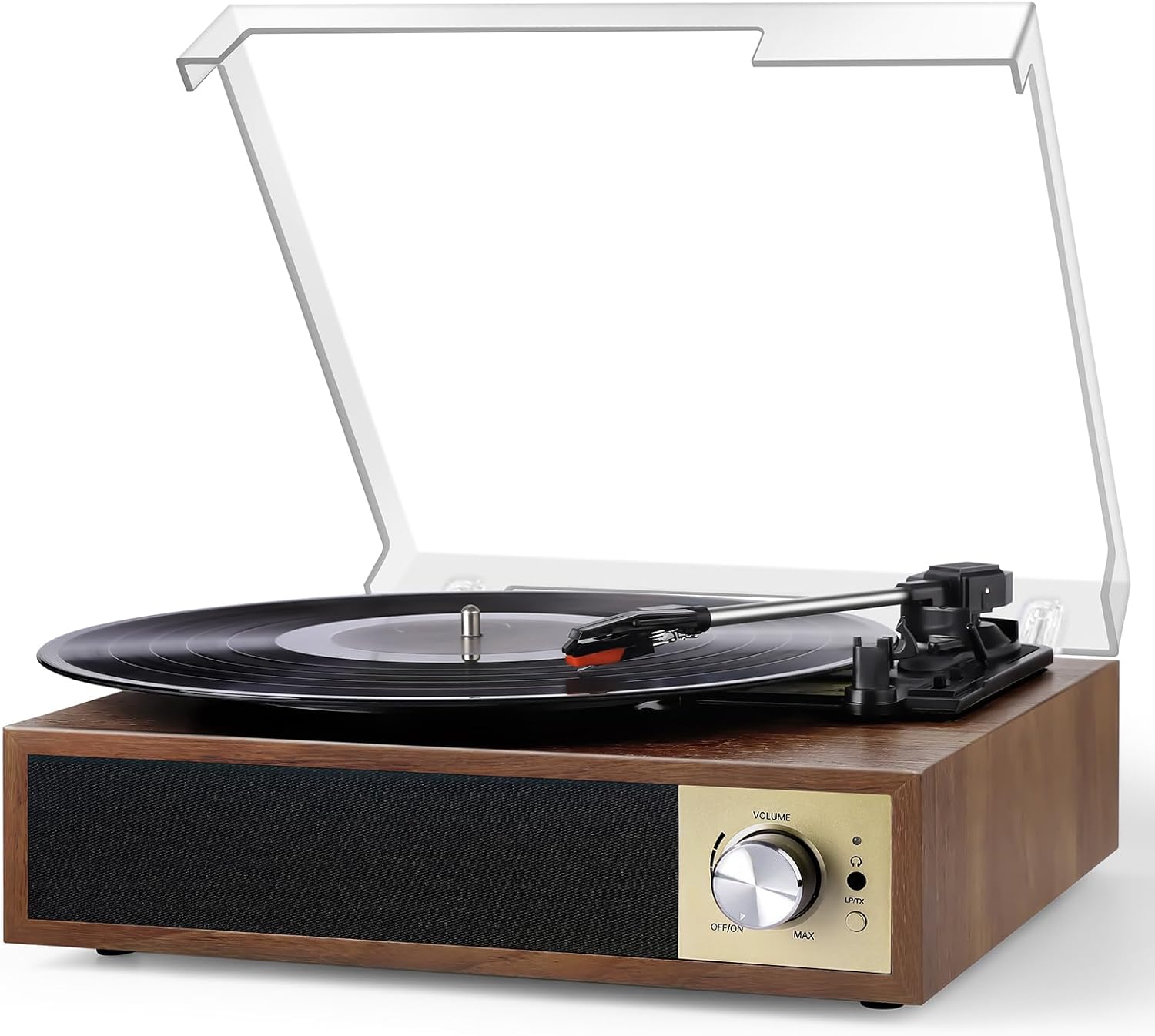 Record Player, VOKSUN Bluetooth Vinyl Turntable with Built-in Stereo Speaker Belt-Driven Vintage Phonograph Record Player Vinyl Player, 3 Speed Turntable with Digital Encoder, USB, RCA, Aux IN, Wooden