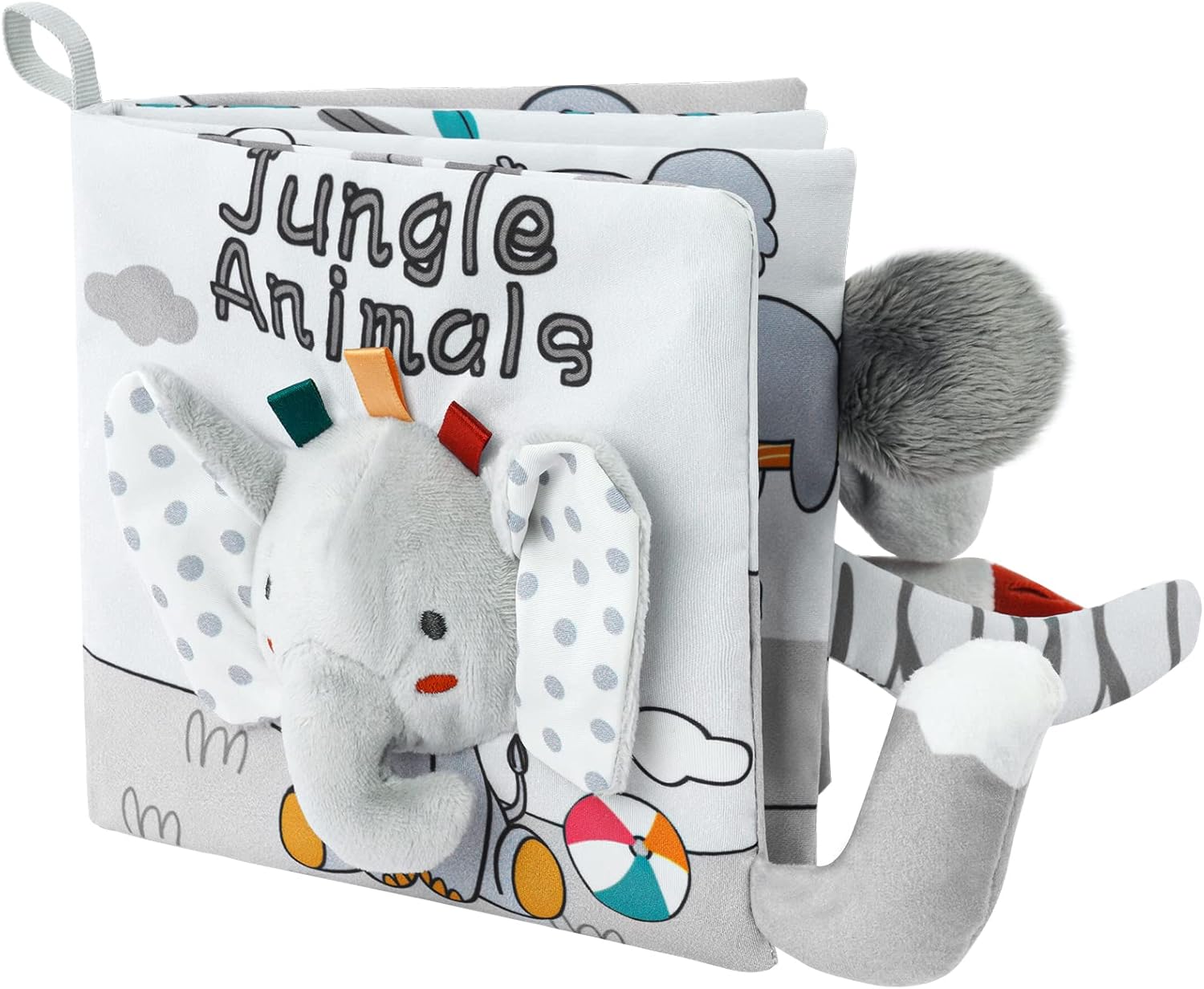 Vicloon Fabric Book for Babies, Picture Book Made of Fabric with Animals, Early Development Baby Cloth Books, Perception Learning Toy, Gifts for Babies Elephant Style