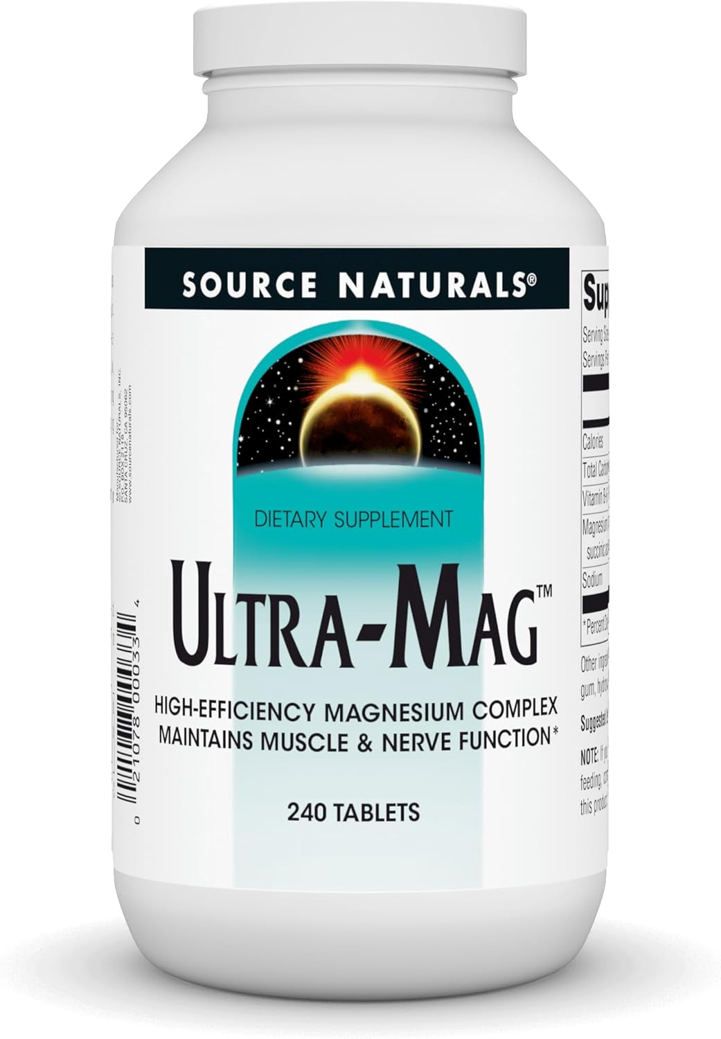 Source Naturals Ultra-Mag High-Efficiency Magnesium Complex - Maintains Muscle & Nerve Function - 240 Tablets