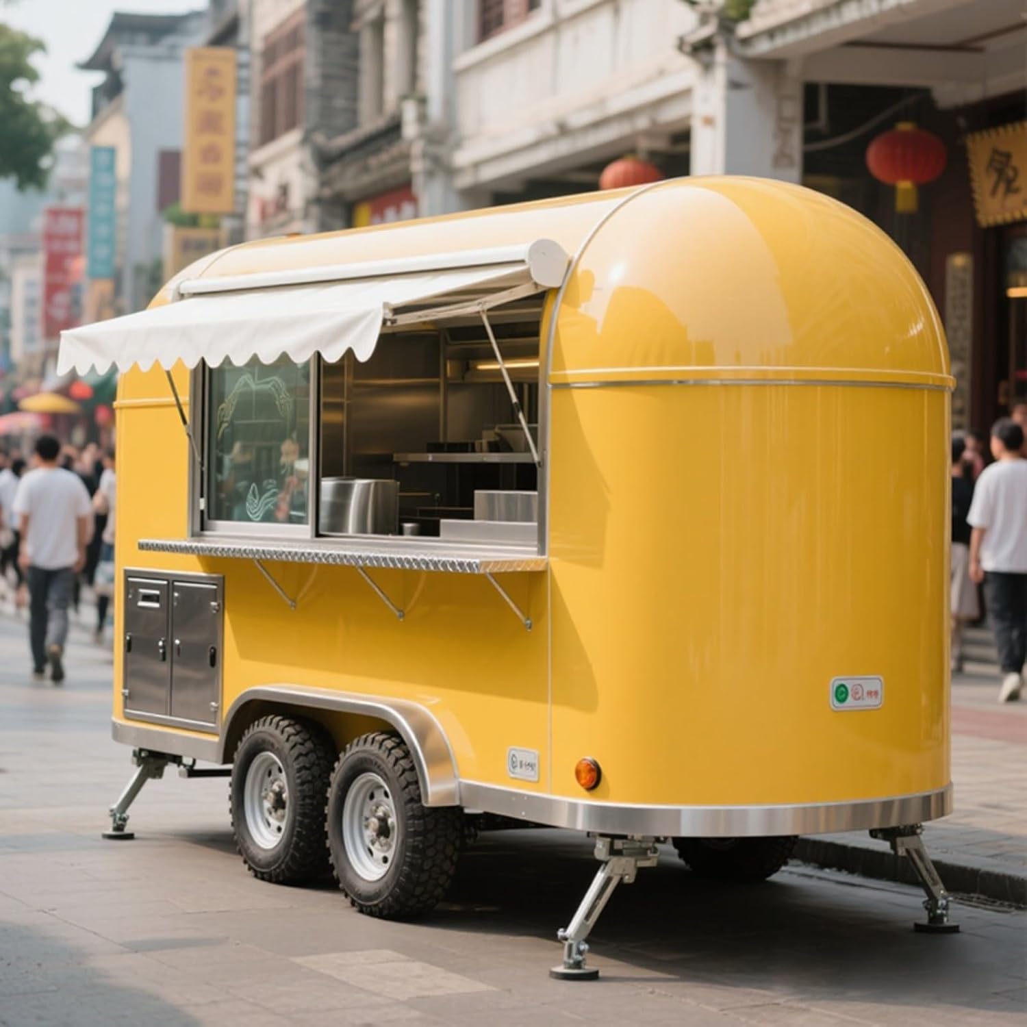 Mirror Fully Equipper Food Trailers for Sale Food Truck Mobile Cart for Commercial Use Hot Dog Vendor with Wheel Stand Cart