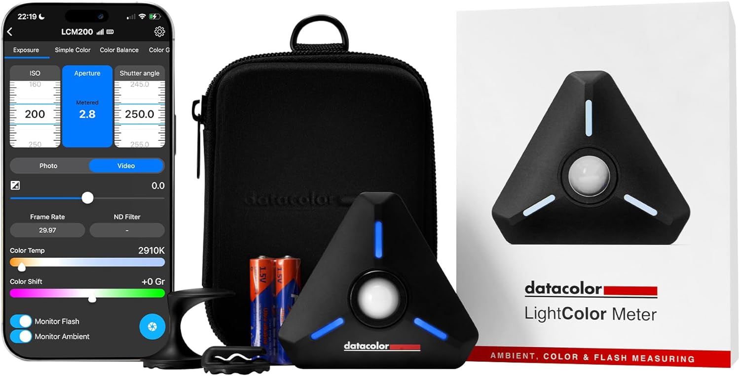 Datacolor LightColor Meter - Bluetooth-Enabled Light & Color Temperature Meter for Photo, Video, and Cinema - Continuous Real-Time Data Streaming - Portable, Compact, Drop-Resistant