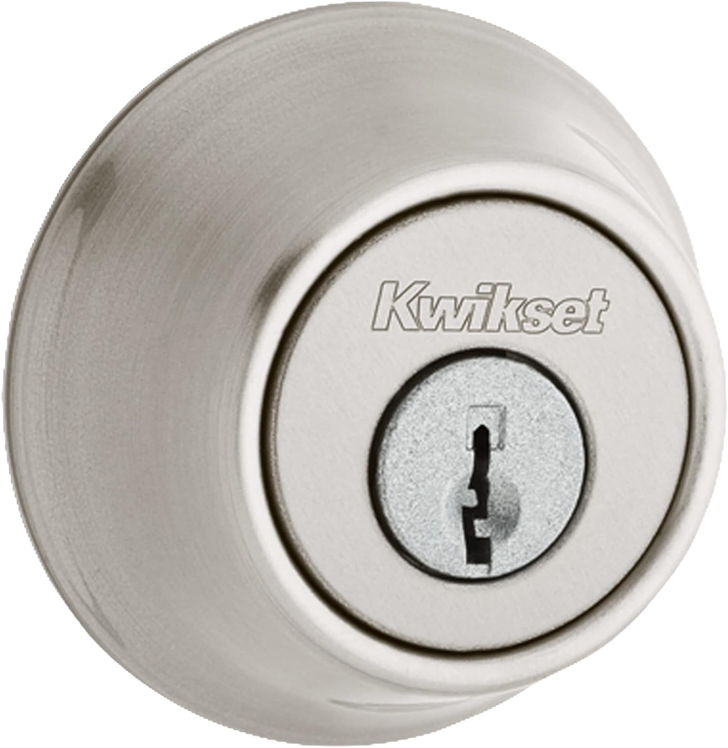 Kwikset 660 Deadbolt Deadbolt Lock, Satin Nickel Round Exterior Keyed Front Entry Door, Single Cylinder Dead Bolt, with Microban Protection