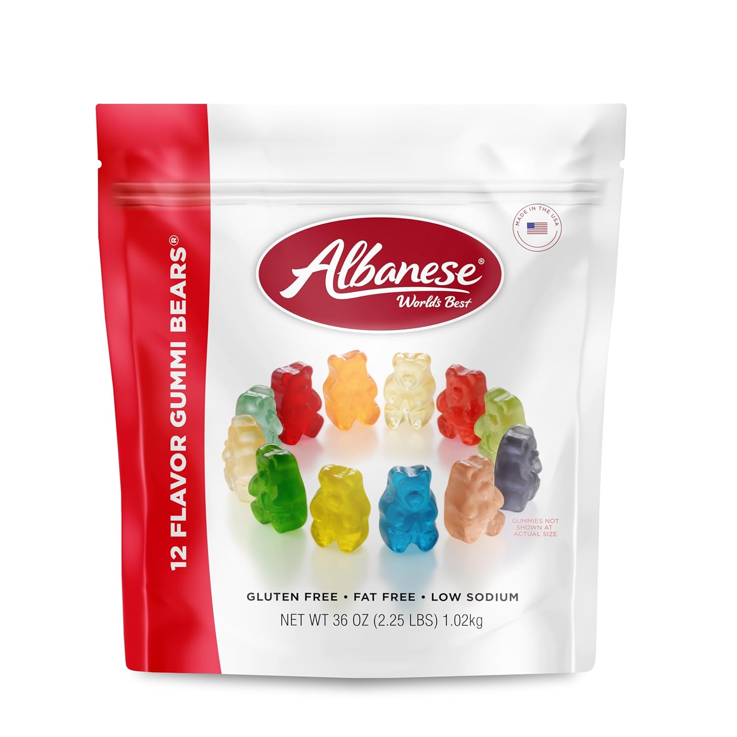 Albanese World's Best 12 Flavor Gummi Bears, 36oz Bag of Candy, Soft & Chewy Candy Snacks, Fruity Flavor Assortment