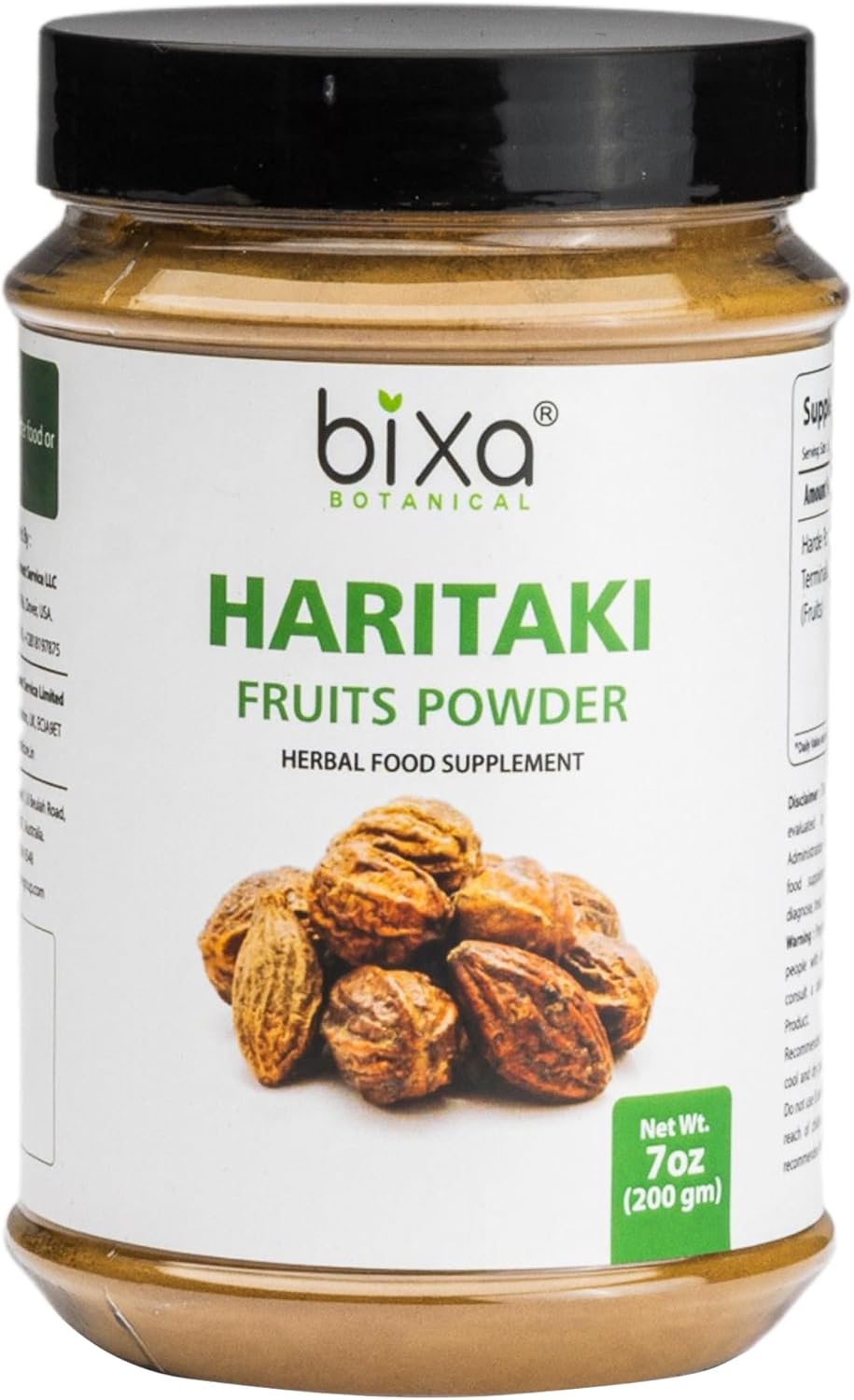 bixa BOTANICAL Haritaki Powder | Terminalia Chebula | 200 Grams / 7 OZ | Ayurvedic Herbal Supplement | Gluten Free, Non-GMO, Steam Treated, Vegan, 100% Pure.