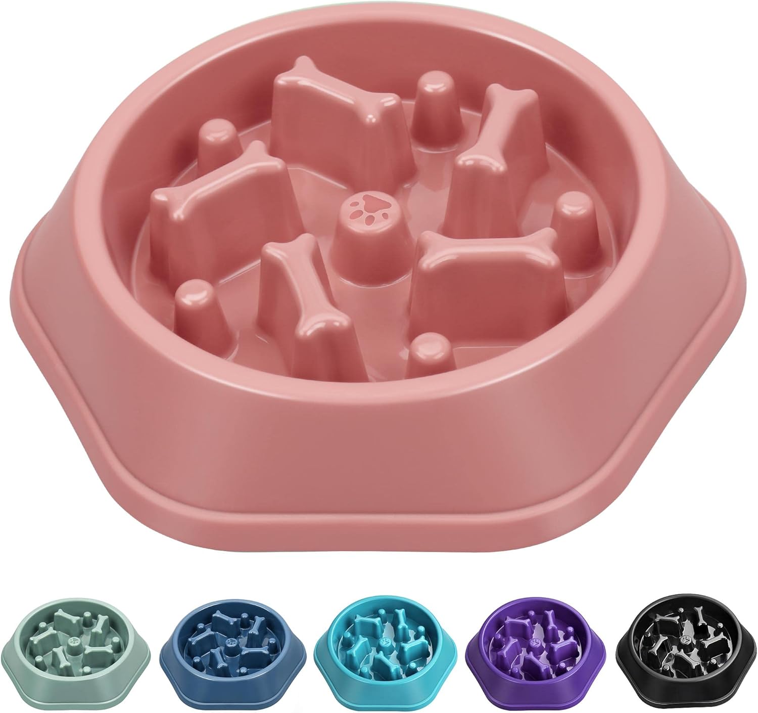UPSKY Slow Feeder Dog Bowl Anti-Chocking Slower Feeding Dog Puzzle Bowl, Interactive Bloat Stop Dog Food Bowl Dishes Non-Slide Dog Lick Treat Bowl for Small Medium Dogs (Pink)