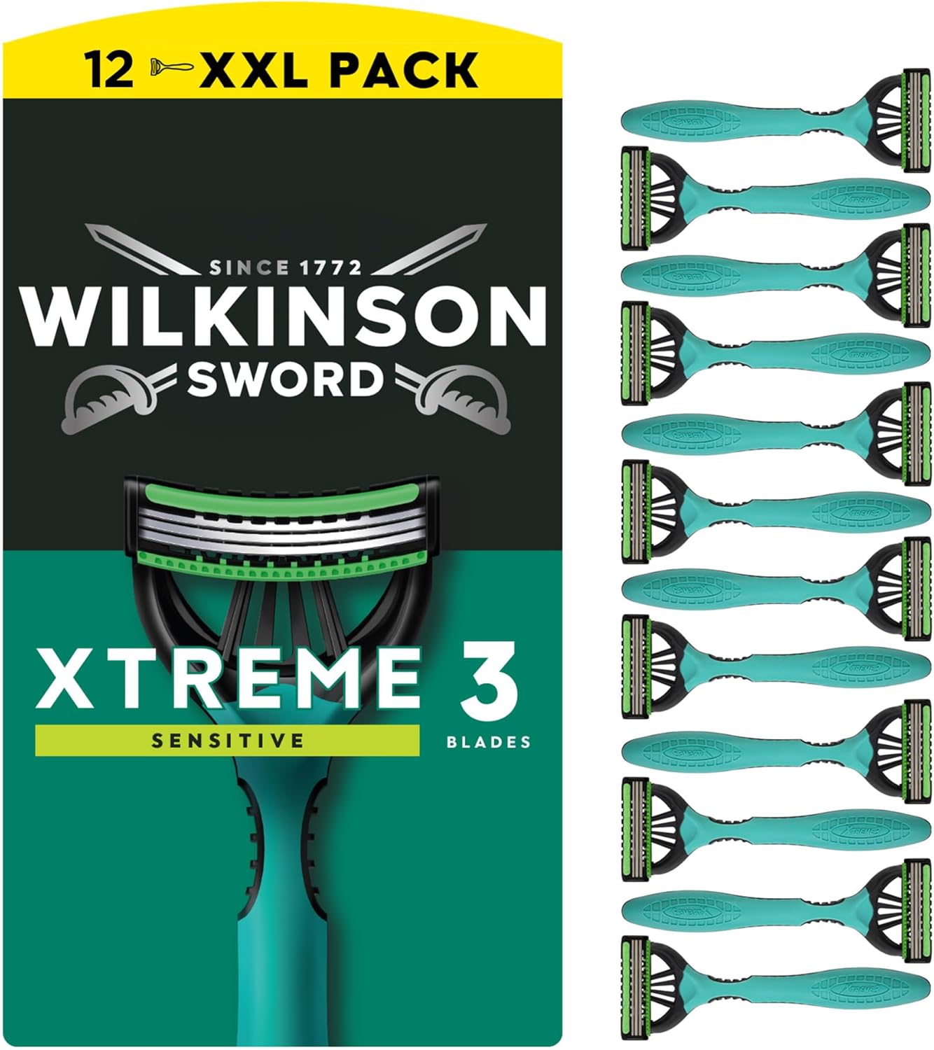 Wilkinson Sword Xtreme 3 Sensitive Disposable Razor for Men 8+4