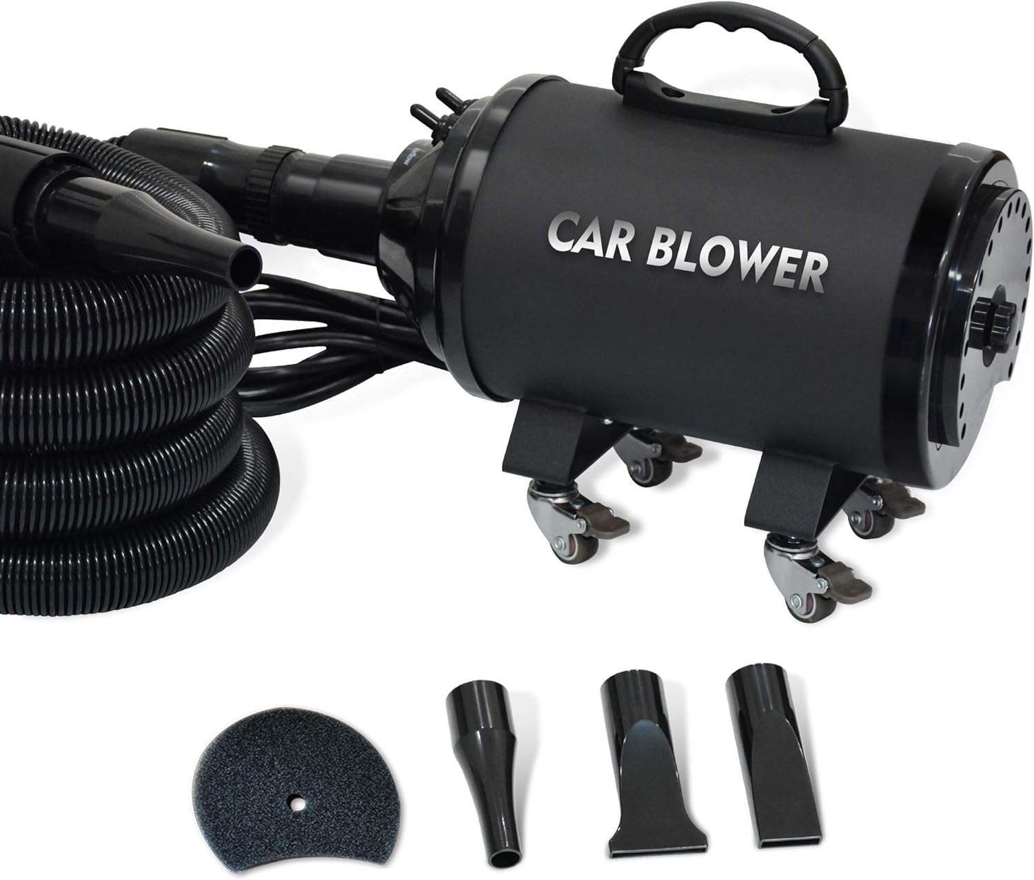 SHELANDY Powerful Motorcycle & Car Dryer with 14 Foot Flexible Hose & Wheels - for Auto Detailing and dusting,black