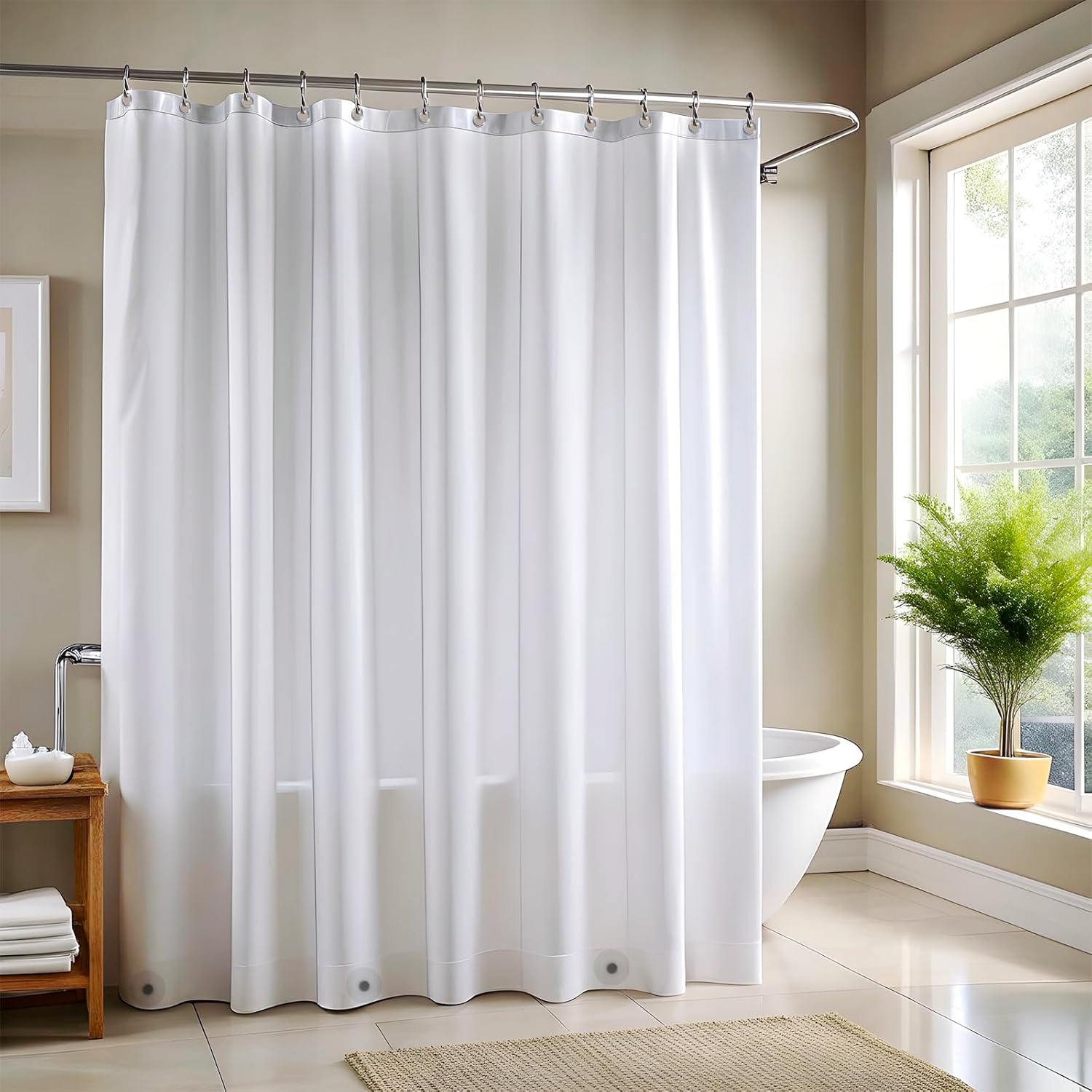 ZENO Frosted Shower Curtain Liner - 72" x 72" Size - Premium PEVA Shower Liner + Rustproof Grommets + 3 Magnets, Waterproof & Lightweight Shower Curtains Set for Bathroom - Frosted