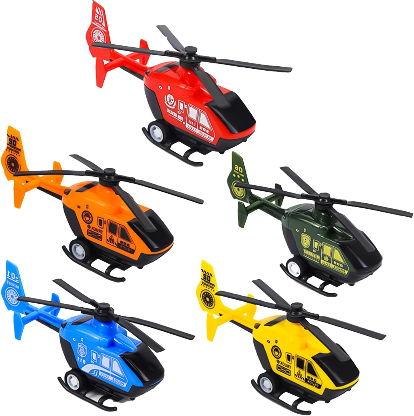 MEISH 5pcs Pull Back Helicopter Toy Boys Plane Playset Aircraft Models Race Plane Toy for Kids Children (Random Color)