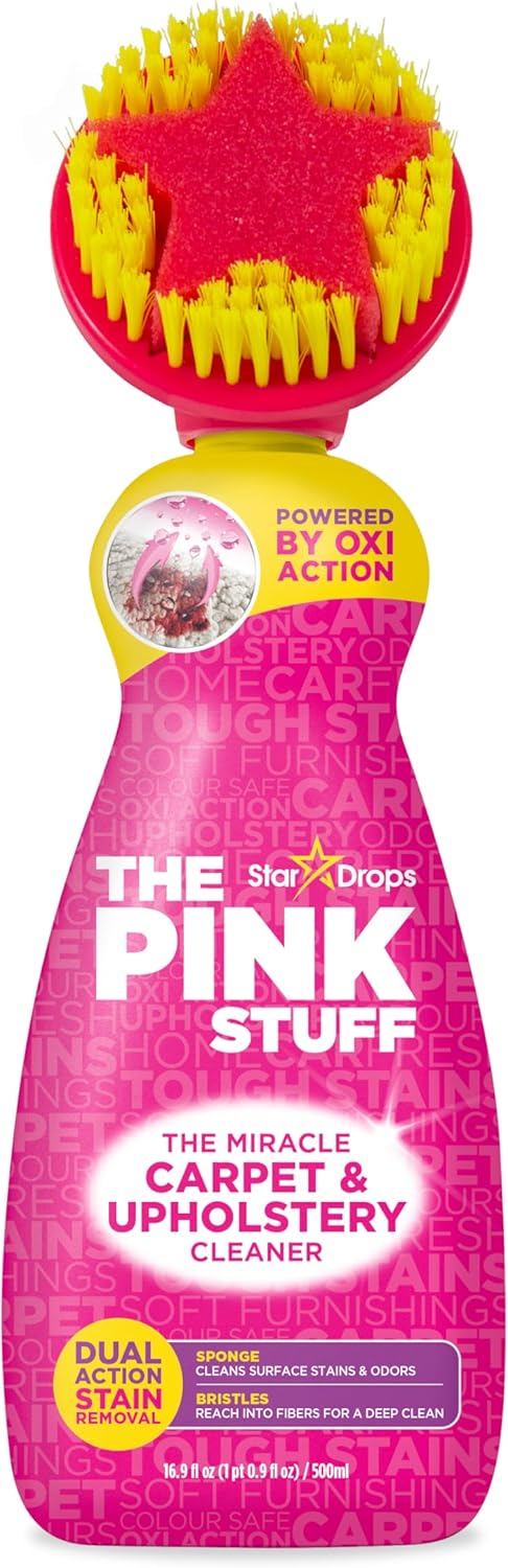 The Pink Stuff Carpet & Upholstery Stain Remover, Oxi Cleaner with Scrubber, 16.9 fl oz
