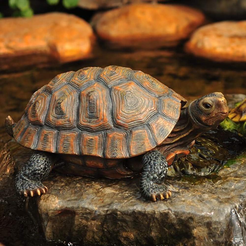 Danmu Polyresin Tortoise Statue, Outdoor Statue, Yard Decor for Home and Fairy Garden (L 12 9/10" x 9 2/5" x 5 1/2") 1 Pack