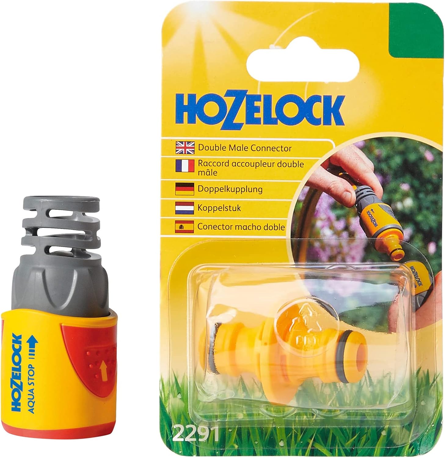 Hozelock 2055 0000 AquaStop Connector Plus (12.5mm & 15mm) & Hozelock Double Male Connector