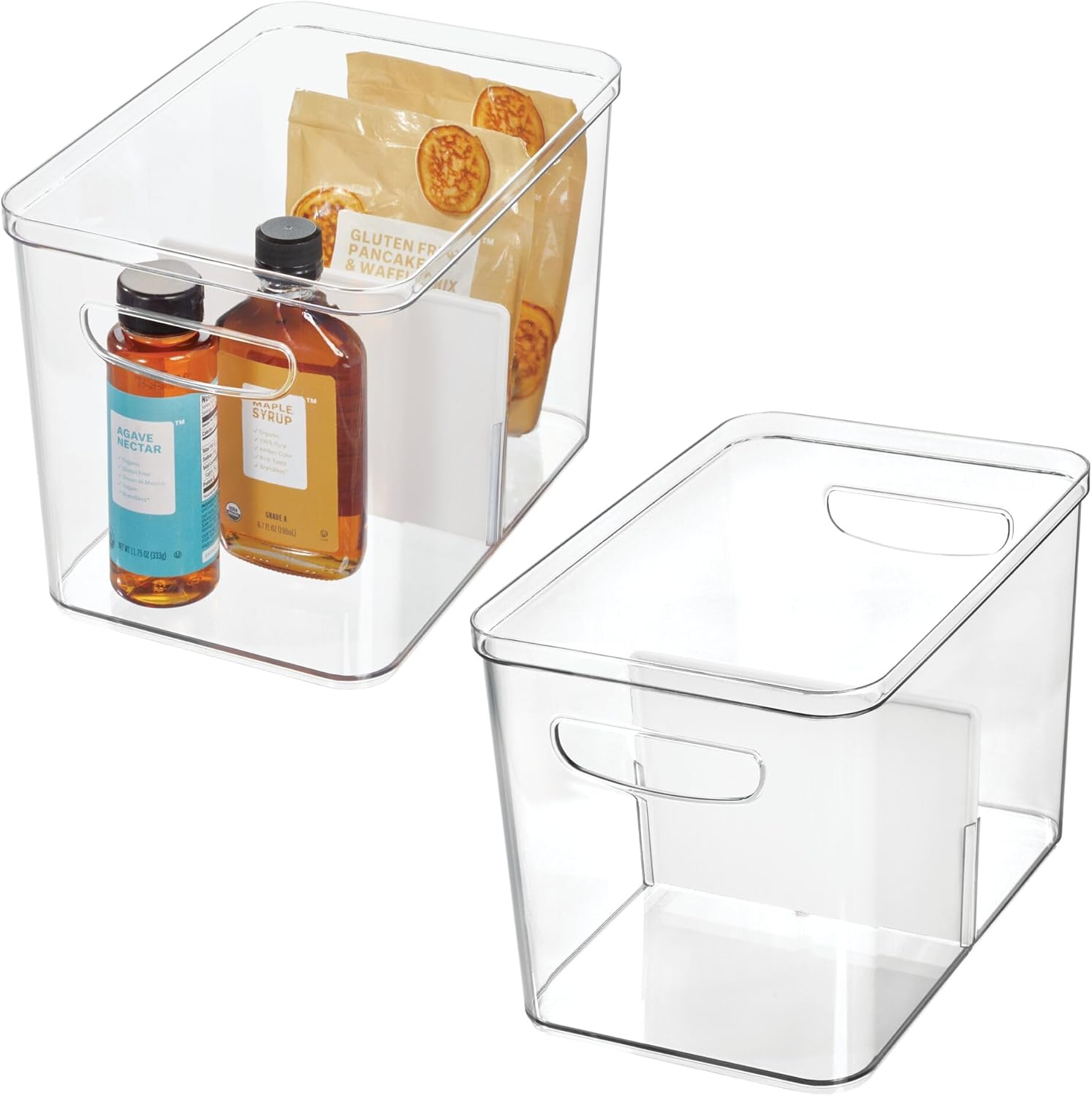 iDesign Divided Pantry Organizer Bin for Kitchen Storage - Set of 2 - Clear/Matte White