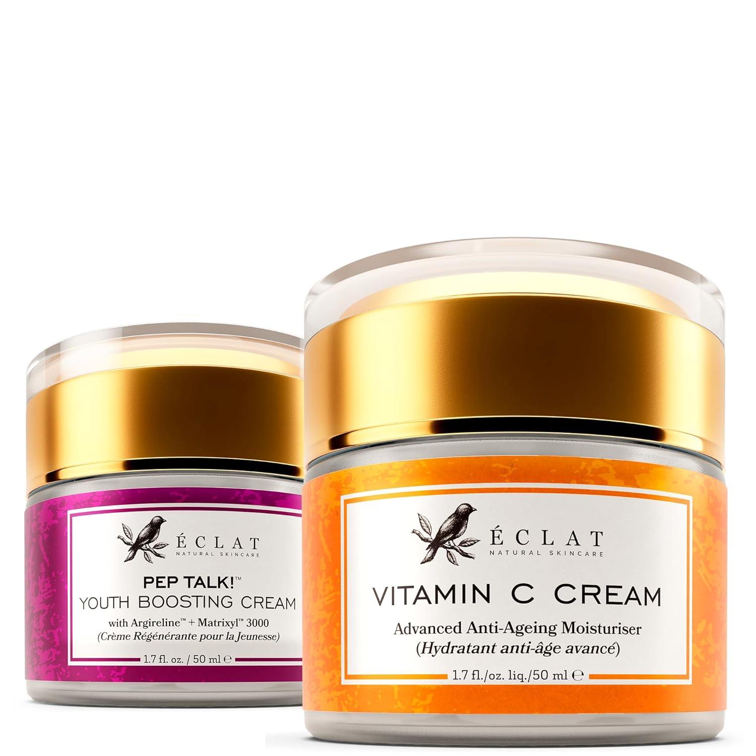 Eclat Skincare Fight Wrinkles & Fine Lines - Vitamin C Face Moisturizer and Face Moisturizer Night Cream - 100% Vegan & Dermatologist Developed