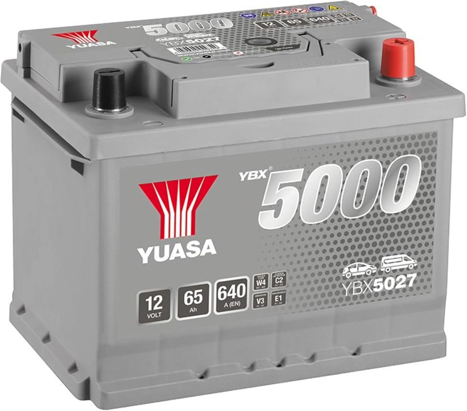 Yuasa YBX5027 12V 65Ah 640CCA Silver Sealed Maintenance Free High Performance Car Battery