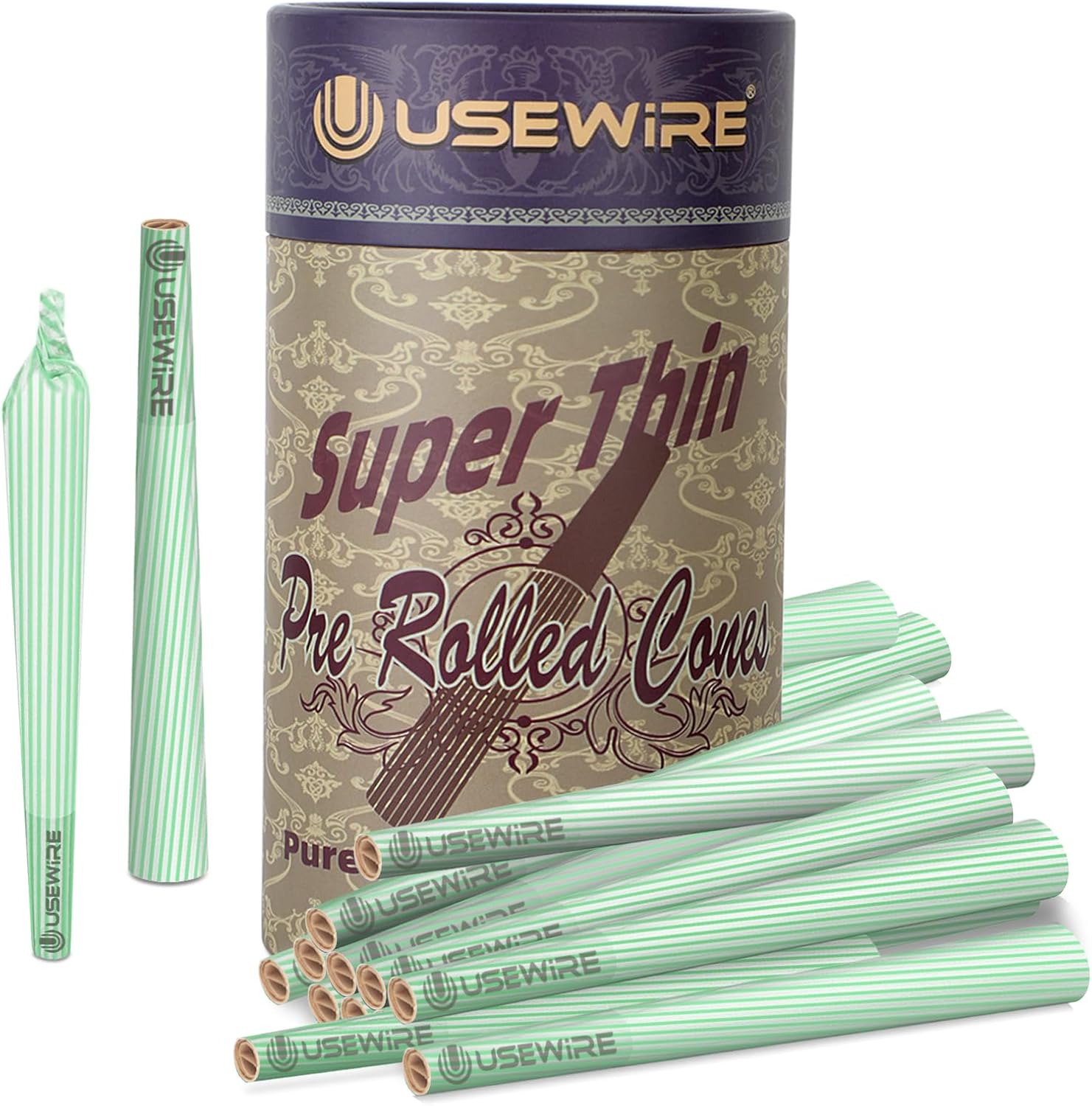 Rolling papers, Papers Pre Rolled Cones 60 Pack, Natural Pre Rolled Rolling Paper with Tips, Prerolled Rolling Paper Cone Pack, Pre Roll Cones for Filling, Easy to Use and Convenient (Green)