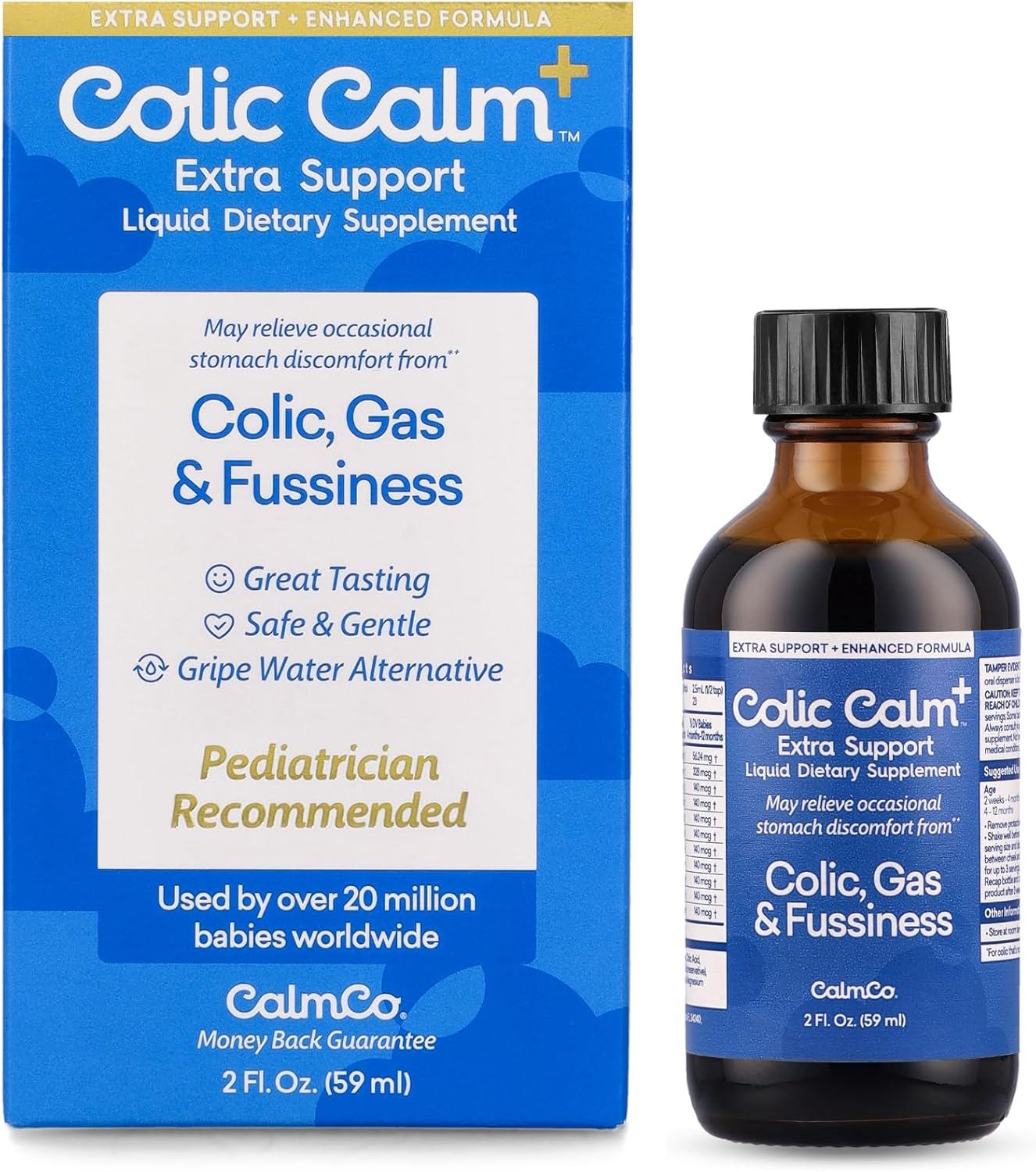 Colic Calm Plus Gripe Water - Extra Strength for Infant Colic and Baby Gas Relief, Helps Fussiness and Upset Stomach 60ml