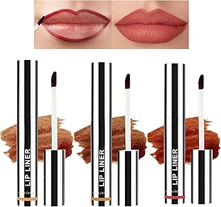 3PCS Peel Off Lip Liner, Lip Liner Tattoo Peel Off,Brown Long Lasting Lip Liner Stain,Matte Tattoo Lip Liner Stain Peel Off,Infused with Hyaluronic Acid & Vitamin E