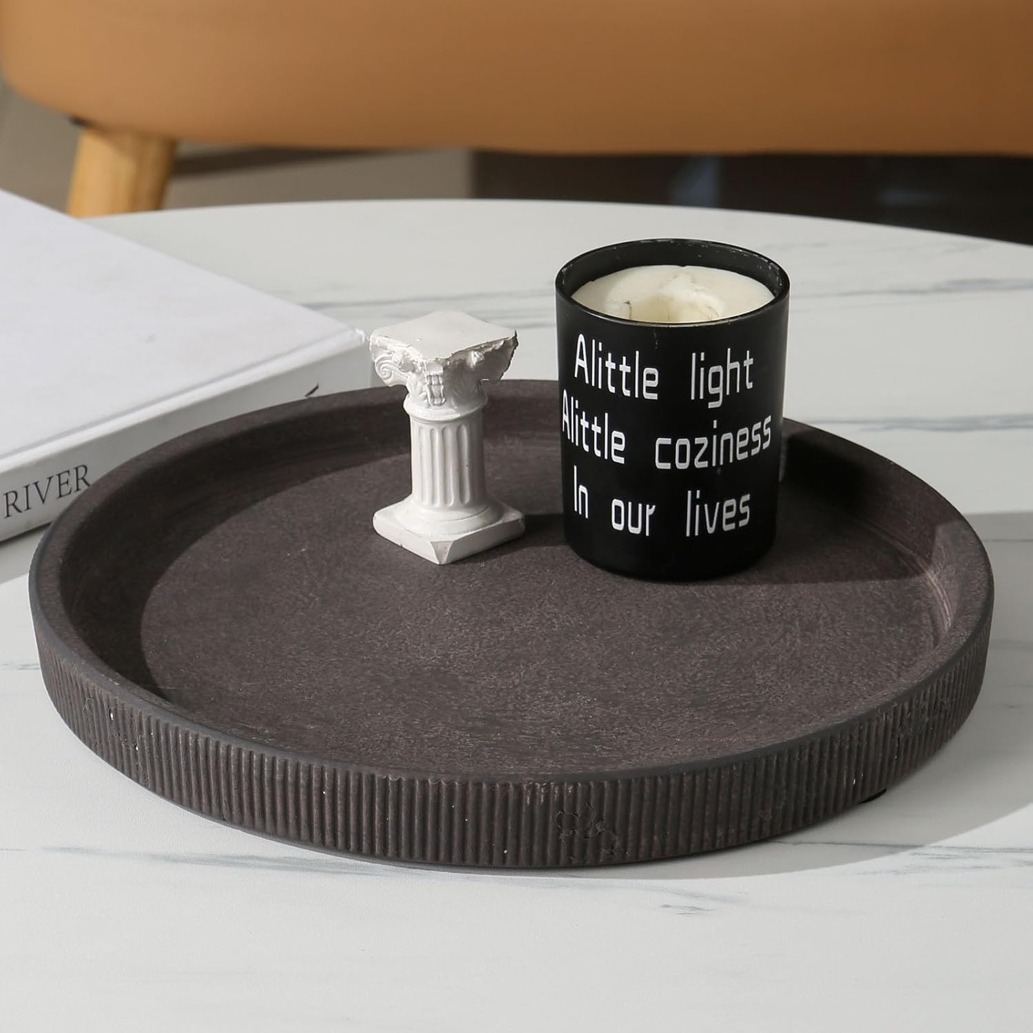 Coffee Table Tray Decor, Round Decorative Tray, Decorative Trays for Coffee Tables Kitchen Table Centerpiece,11 in ZSHLXM