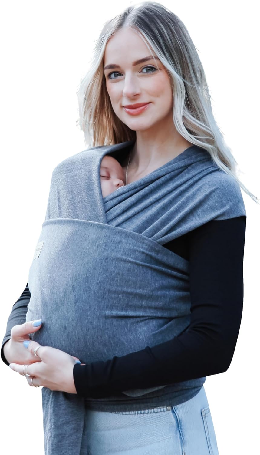 Baby Sling Wrap Newborn to Toddler Carrier 7-35lb - Soft Stretchy Baby Wrap Sling - Safety Tested - Hands-Free Baby Wrap Carrier - Newborn Sling (Grey)
