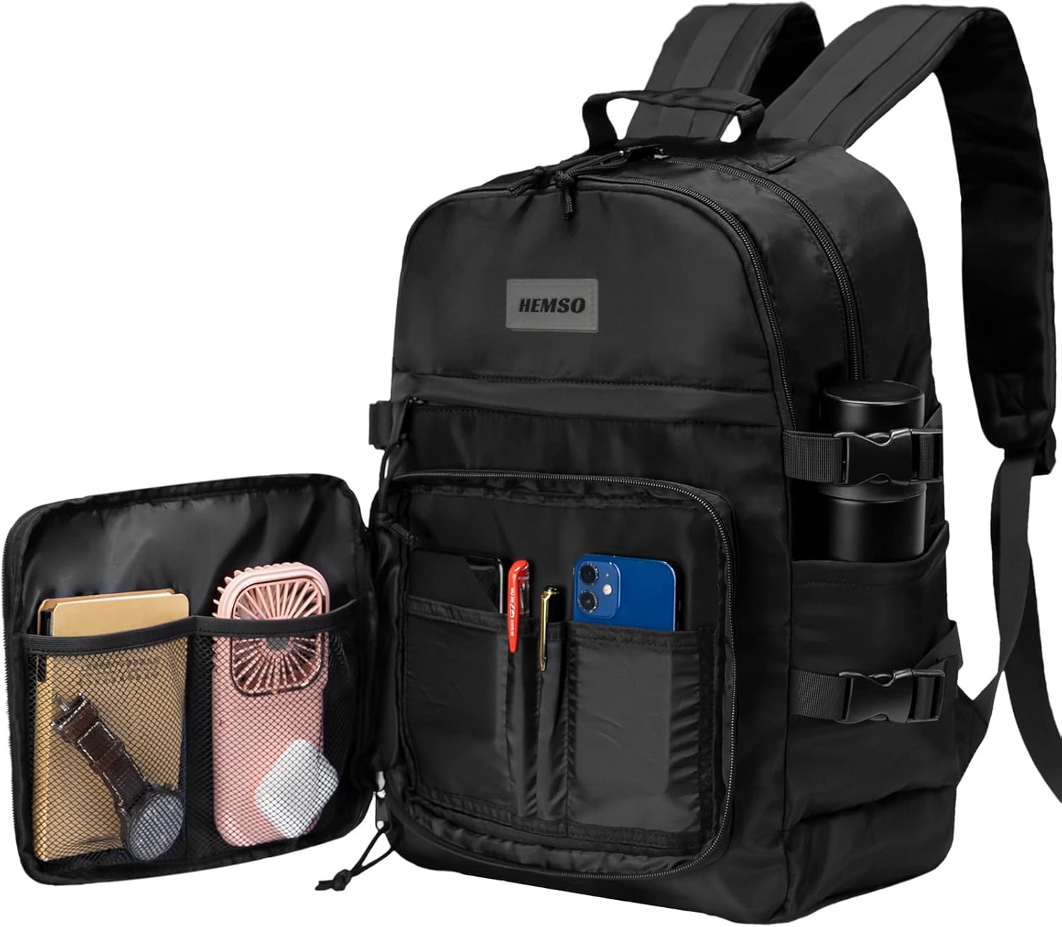 HEMSO Laptop Backpack, 17 Inch Travel Laptop Bag,Lightweight Business Work Bag,Water Resistant School Rucksack for Women Men Gift College Computer,Black