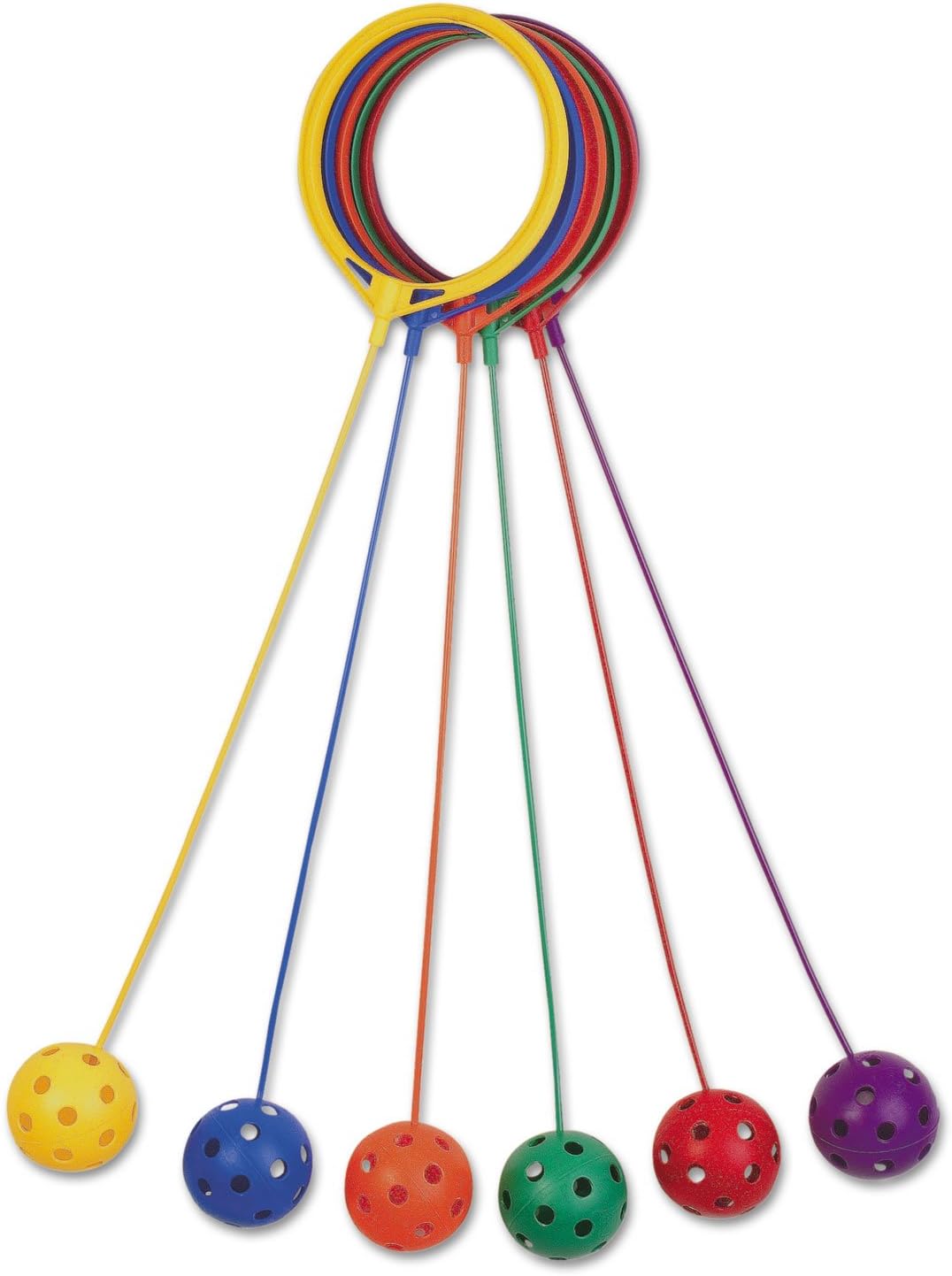 Champion Sports Skip Ball Ankle Toy for Kids, Pack of 6, Assorted Colors - Durable Hopper/Swingball Set with 18-Inch Cord, 5.5-Inch Diameter Ankle Ring - Fun Jumper and Exercise Equipment