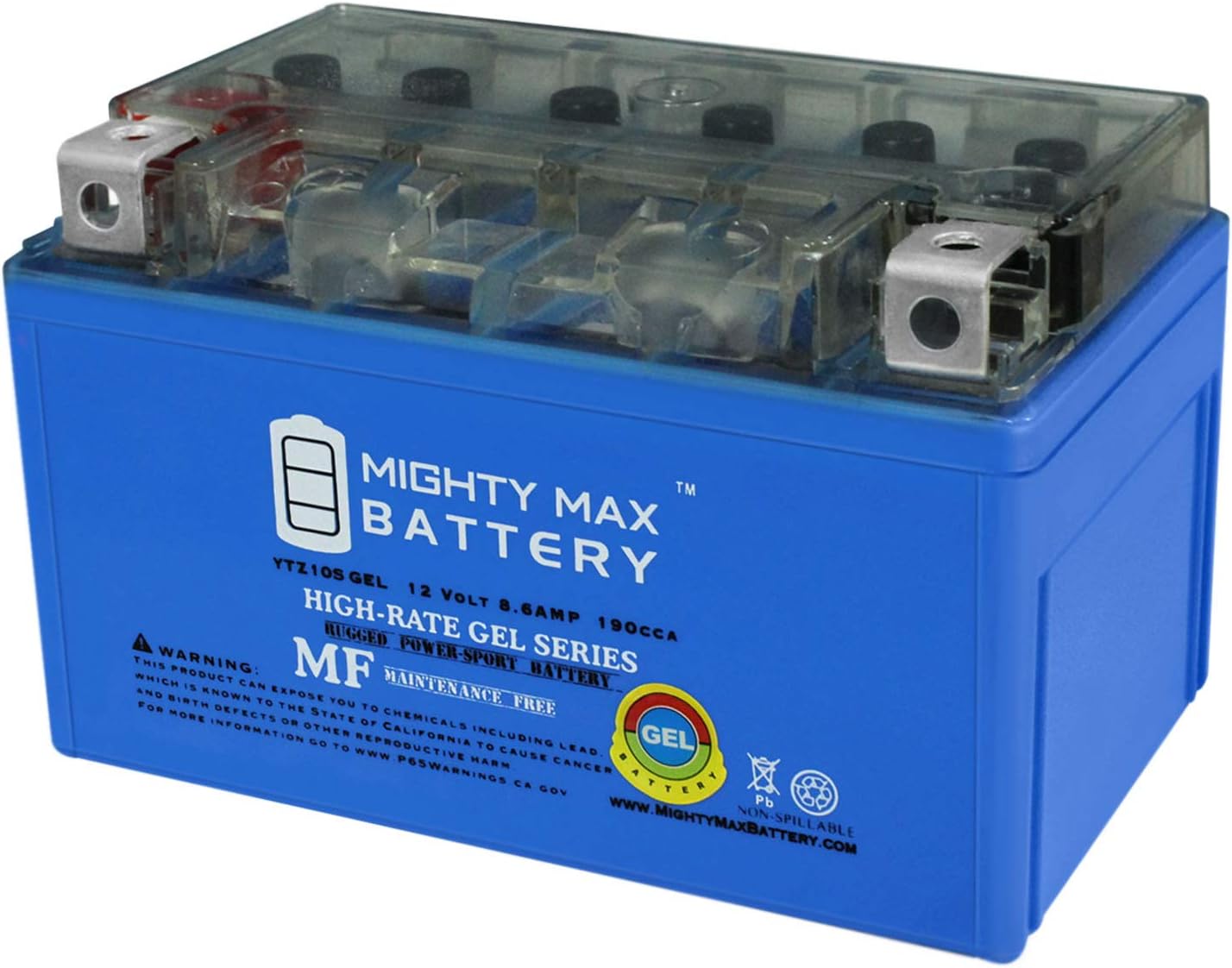 Mighty Max Battery YTZ10S GEL -12 Volt 8.6 AH, GEL Type, 190 CCA, Rechargeable Maintenance Free SLA AGM Motorcycle Battery