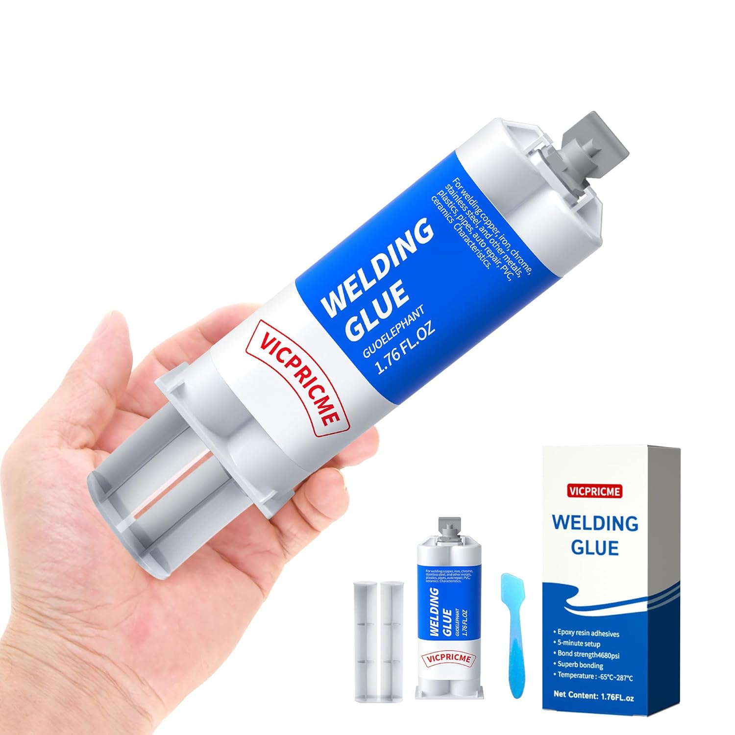 Metal Glue, 1.76 oz Heavy Duty Weld Waterproof Epoxy Casting Adhesive, The Strongest Welding and Liquid Filler for Metals, Plastics, Stainless Steel,Cement, Ceramics,Wide Range of Materials at Once!