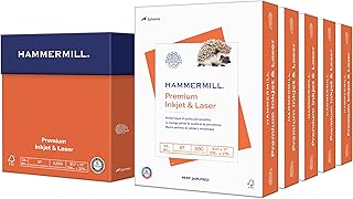 Hammermill Printer Paper, Premium Inkjet & Laser Paper 24 Lb, 8.5 x 11 - 5 Ream (2,500 Sheets) - 97 Bright, Made in the USA, 166140C
