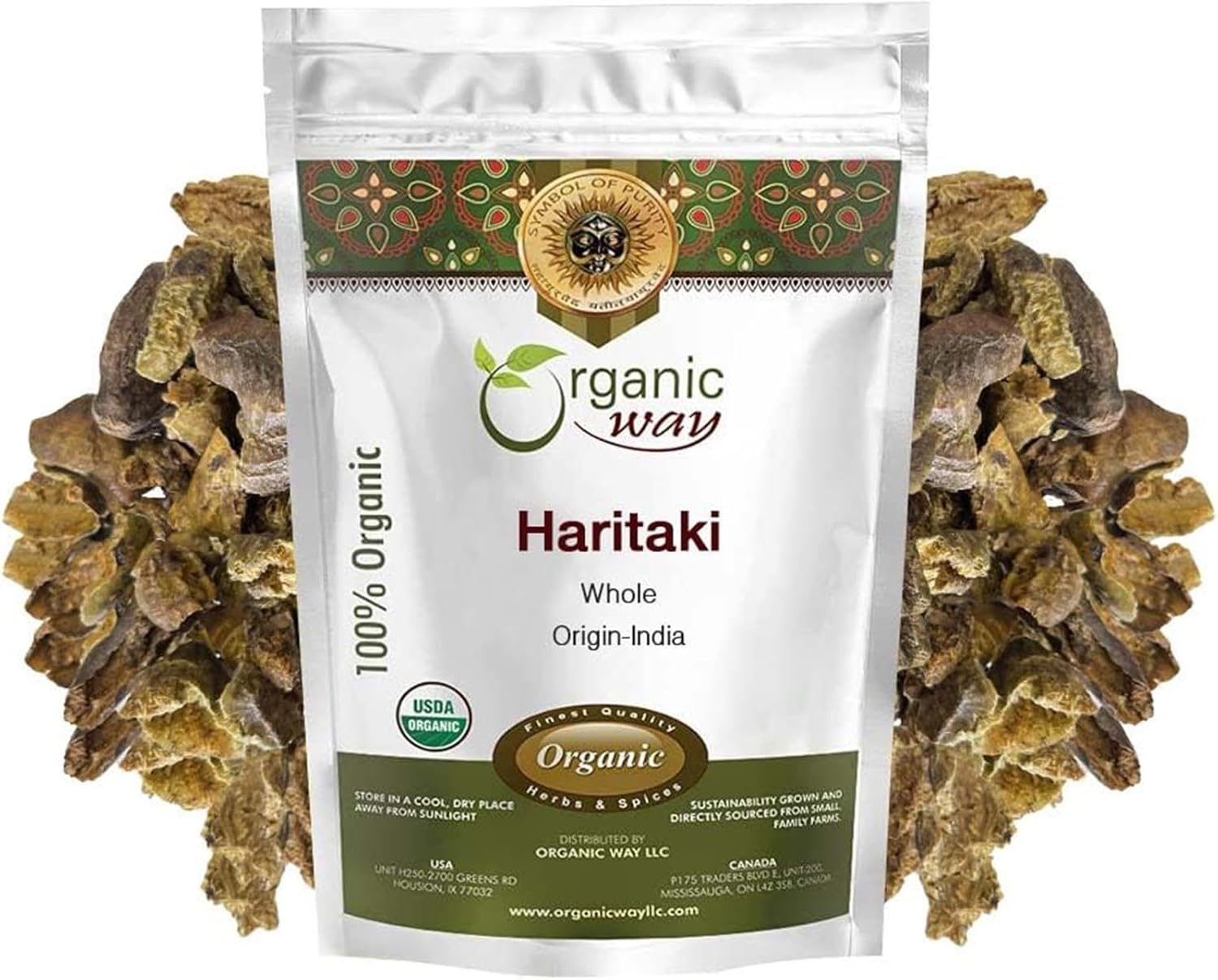 Organic Way Haritaki Whole (Chebulic Myrobalan) | Terminalia Chebula (Yellow Myrobalan) | Kosher & USDA Certified | Vegan, Non-GMO & Gluten Free | 100% Raw from India (4 oz - 1/4 lbs)