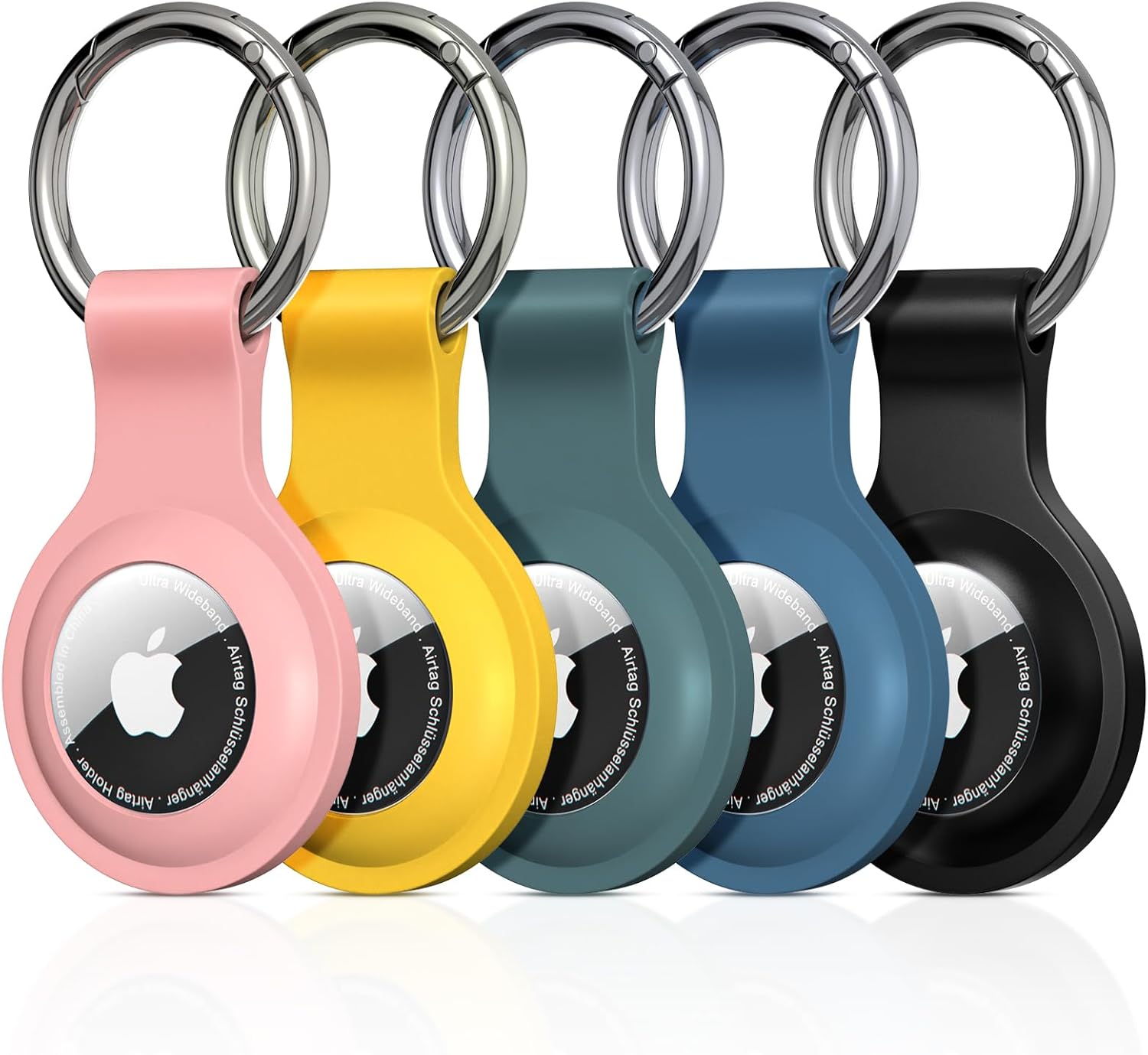 [5-Pack] AirTag Holder - Silicone Case for AirTag Keyring for Keys, Bags, Luggage, Pet Collars - Anti-Lost and Scratch-Resistant Design for Apple Air Tags 2021