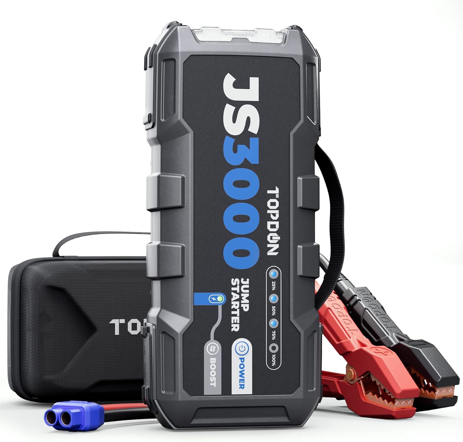 Car Battery Jump Starter, TOPDON JS3000 12V 3000A Battery Booster Jump Starter Pack for Up to 9L Gas/ 7L Diesel Engines, Portable Car Charger with Handle Jumper Cable and EVA Protection Case