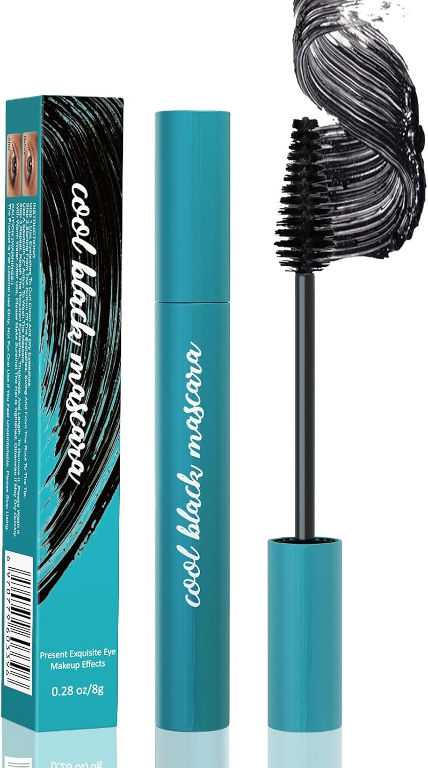 Mascara Black, Liquid Lash Extensions Mascara, Waterproof & Smudge-Proof Thickening & Curling Lashes, No Clumping, Long-Lasting Volumizing Tubing Mas cara, Natural Hypoallergenic Mas-cara